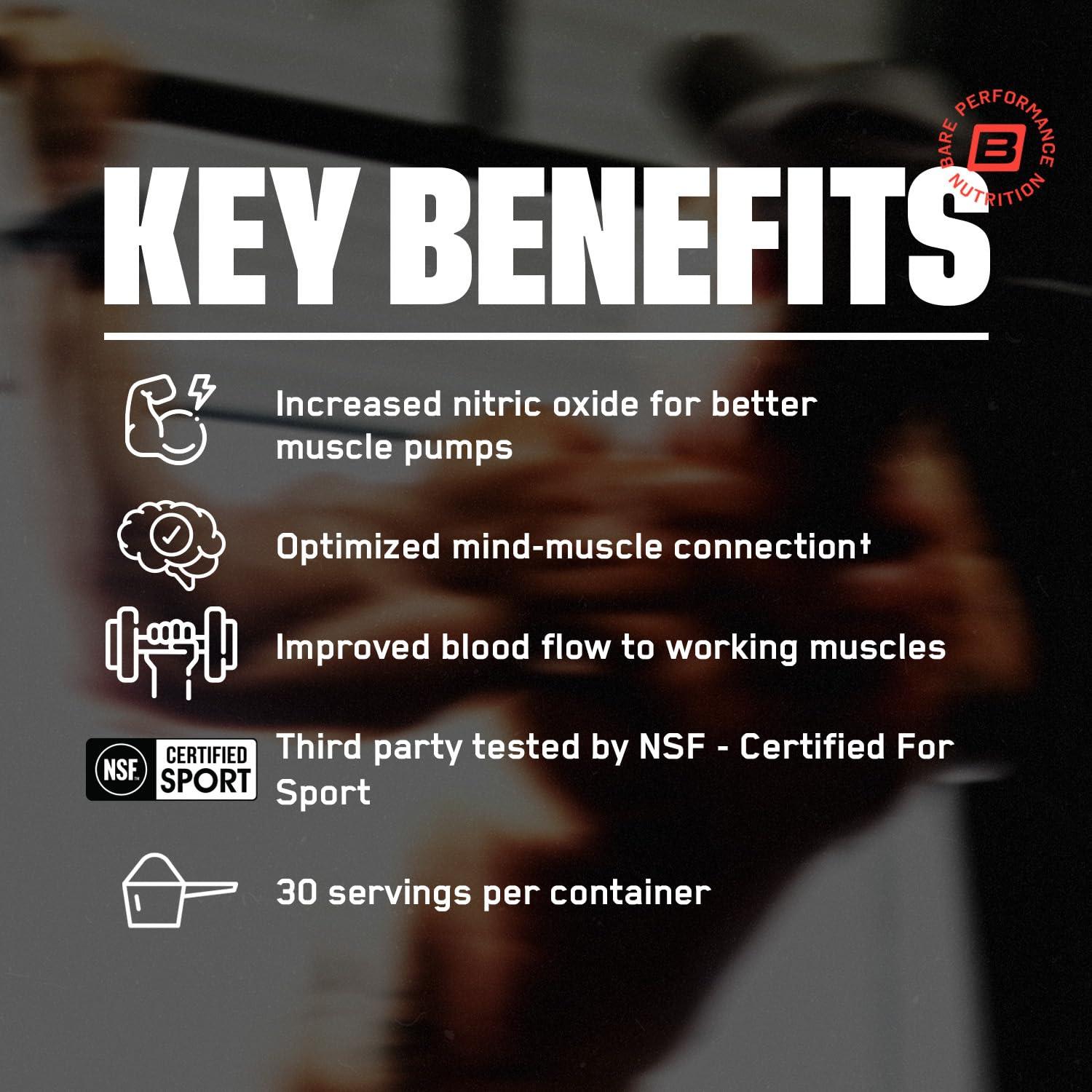 BARE PERFORMANCE NUTRITION BARE PERFORMANCE NUTRITION BPN Endo Pump Pre-Workout Muscle Pump Enhancer, Increased Blood Flow/Oxygen Transport to Muscles, Prickly Pear