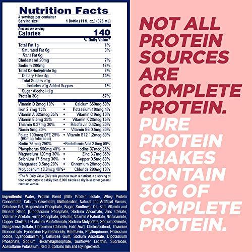 Pure Protein Pure Protein Shake, Strawberry, 30g Protein, 11 FL Oz, 4 Ct (Pack of 1)