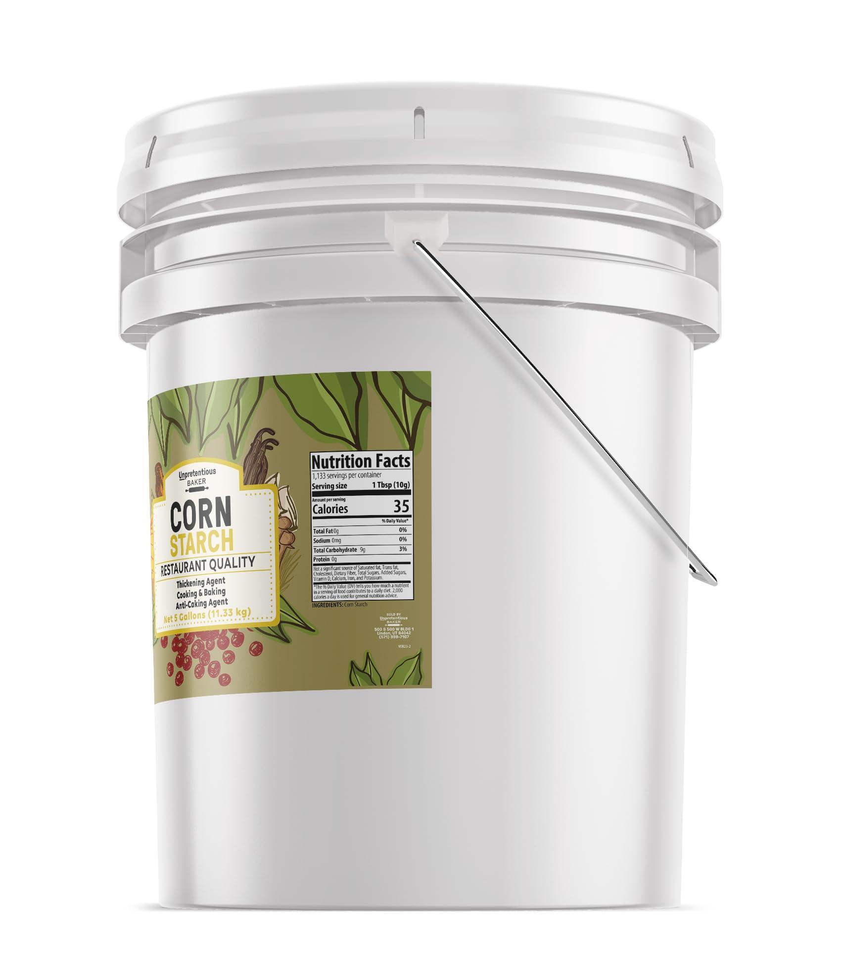 Unpretentious Corn Starch By Unpretentious Baker, Resealable 5-Gallon Bucket, Thickening Agent, For Bulk Baking & Cleaning Use (400 Ounces)