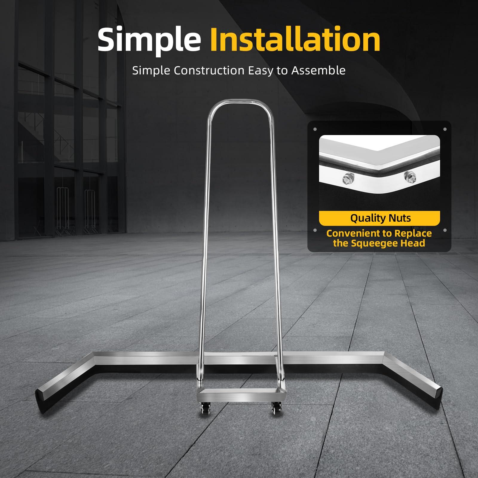 LIYUANJUN LIYUANJUN Tennis Court Squeegee with Wheels, Tennis Court Squeegee Roller Sweeper Professional Water Remover Stainless Steel Sport Court Squeege for Basketball Courts Shopping Malls, Silver