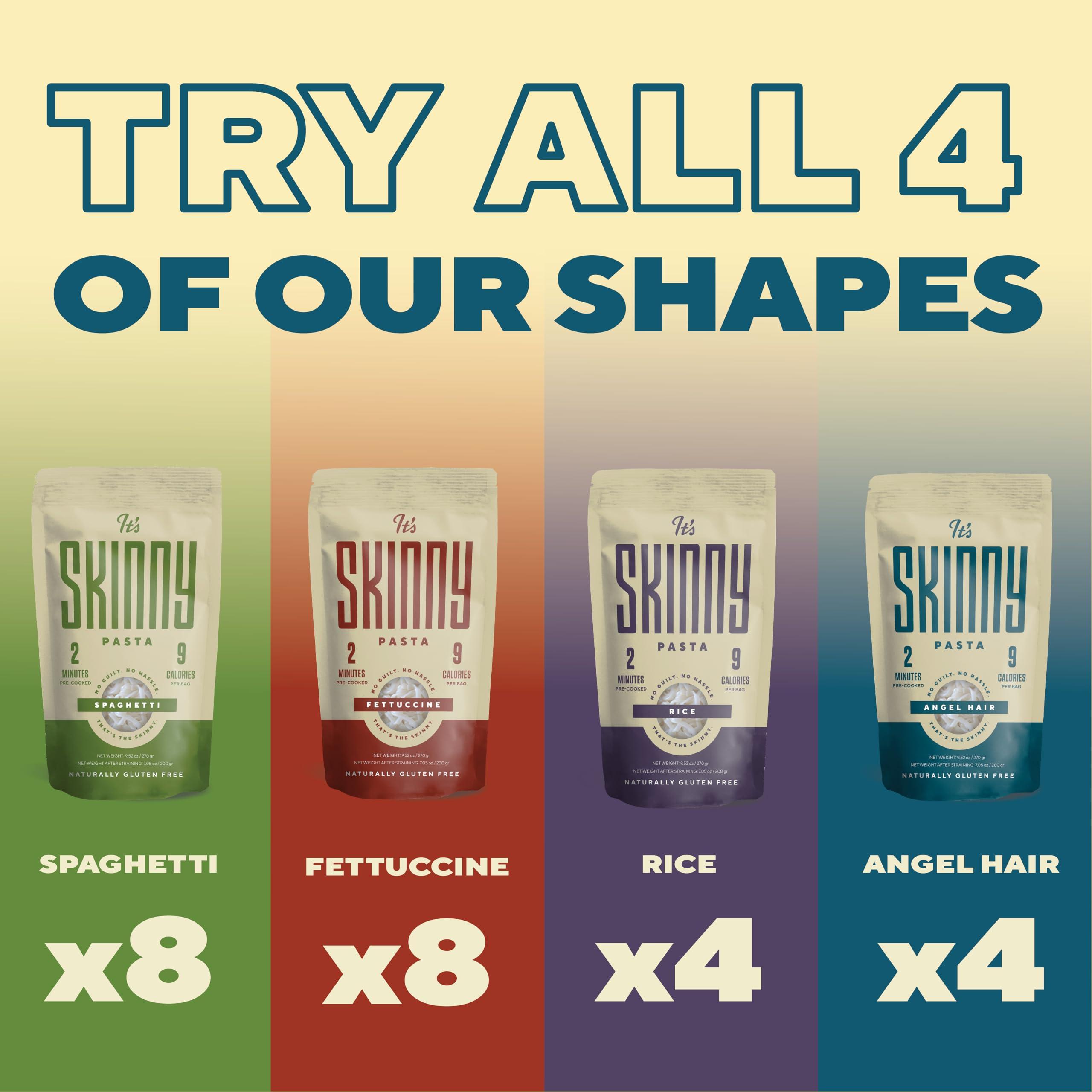It's Skinny Its Skinny Pasta Variety Pack - Pre-cooked Low Carb Pasta, Konjac Shirataki Noodles, Gluten Free Pasta, Vegan and Keto-Friendly (24-pack)