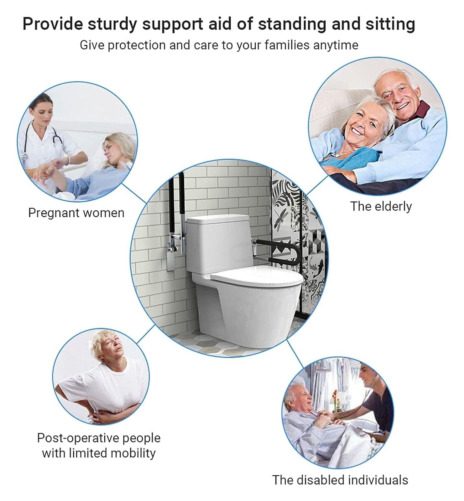 TiStm Grab Bar Bathroom Toilet Frames for The Elderly, Bathroom Bar Handle Flip-up Screw-in Toilet Rail Hand Grip Home Equipment for Elderly Bar (Color : Colorful Chrysanthemum, Size : 60 * 6 * 20cm)