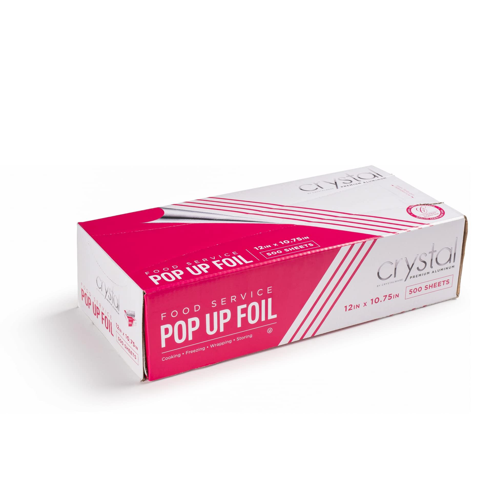 Crystal by crystalware Crystal by crystalware Aluminum Foil Sheets - Precut Foil Sheets - Pop Up Foil Sheets for Storing, Cooking Food - Premium Aluminum Foil Wraps - Single Foil Sheets 12 x 10.75 - 500 Sheets, Silver