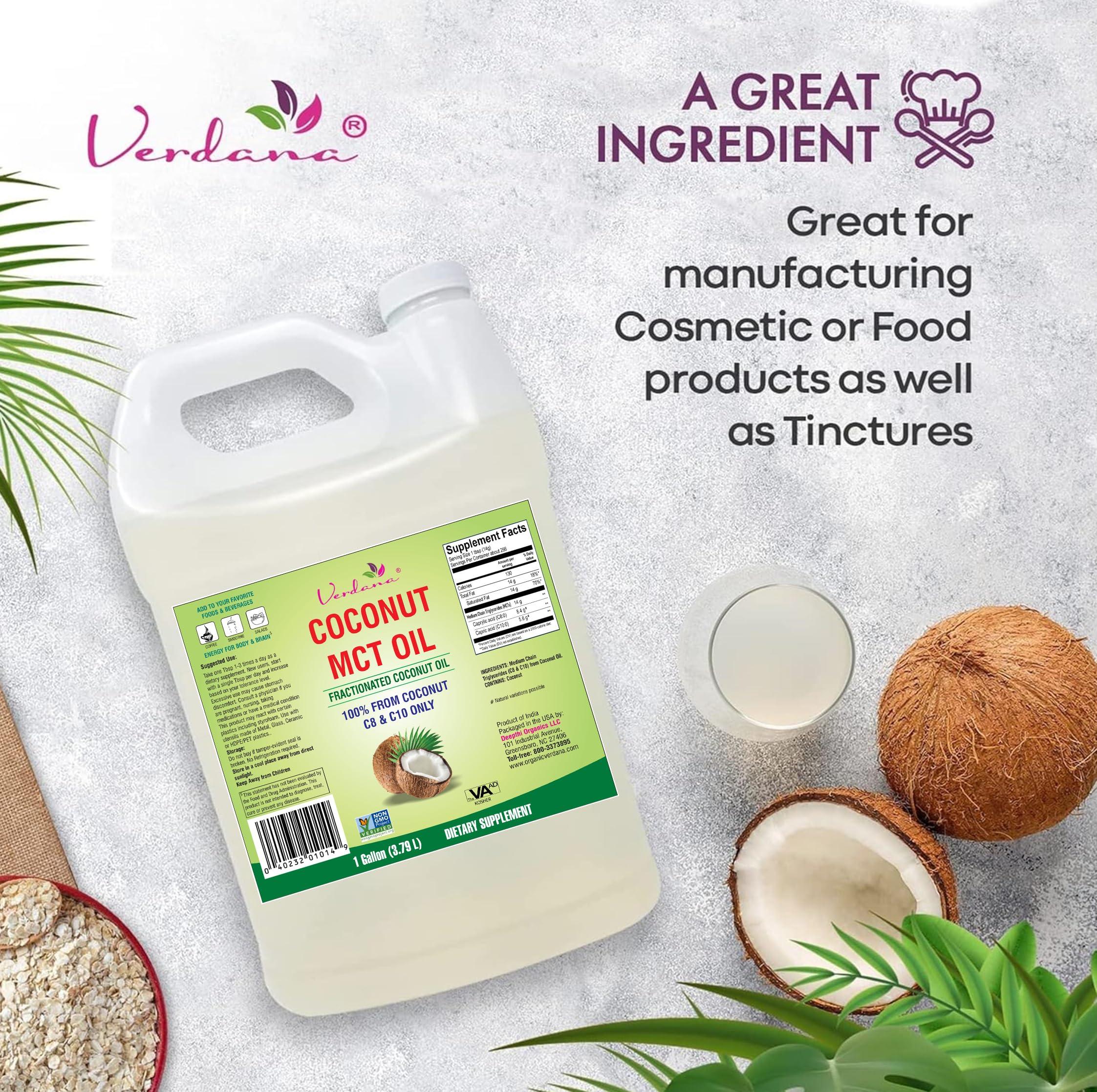 Verdana Verdana MCT Oil, Fractionated, 100% from Coconut - 1 Gallon - Kosher Food Grade, Vegan, Non-GMO - Great for Keto and Paleo Diet, Oil Pulling Oral Rinse Mouthwash (128 Fl Oz)