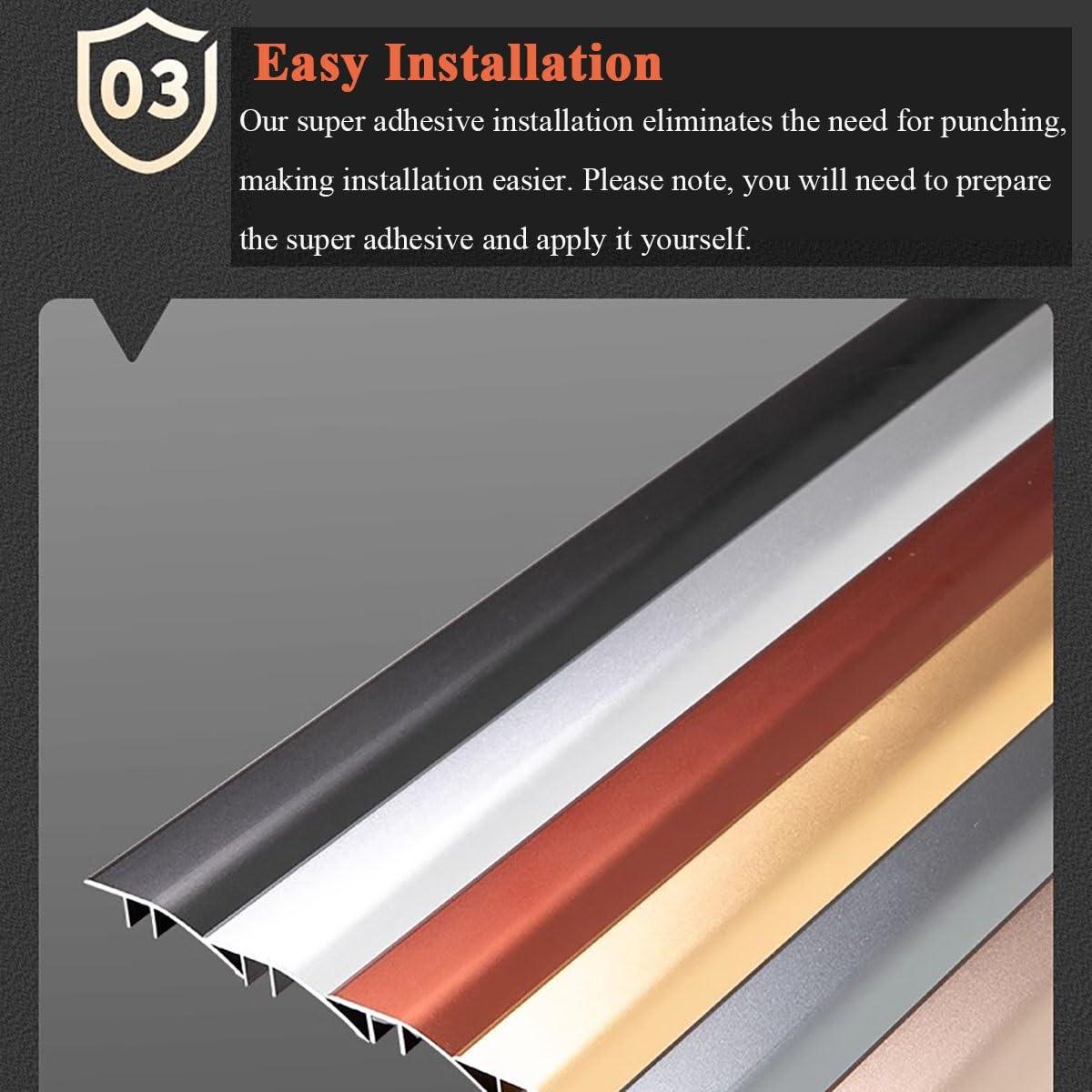 BYZOMU Doorway Floor Transition Strip Metal, Black Gold Gray Silver 1.5-2cm Height Threshold Ramp for Entryway, Edge Trim Laminate Flooring to The Carpet, Bedroom Livingroom Office Kitchen Reducer (Color :