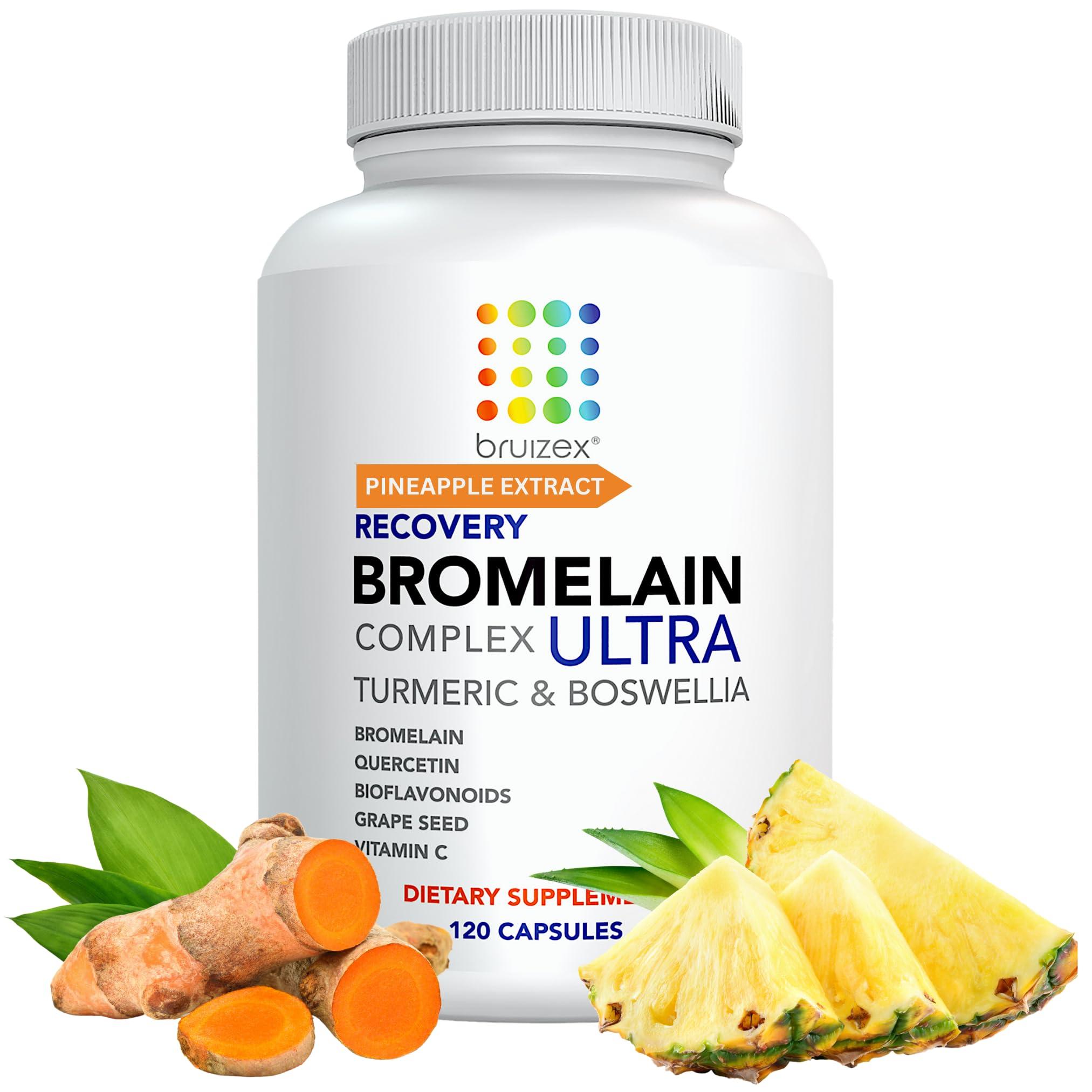 Bruizex BRUIZEX Ultra Bromelain and Quercetin Bruising Relief Supplement, 120 Capsules | Bruised Skin, Trauma Recovery and Swelling Surgery Supplements | Contains Bromelain, Quercetin, Turmeric and Boswellia