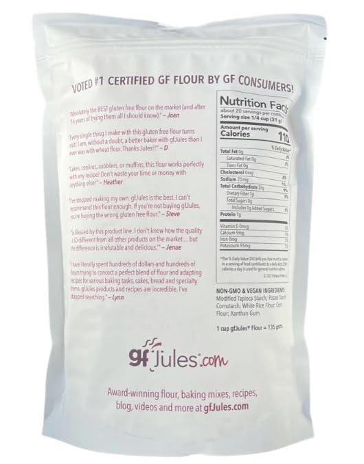 gfJules gfJules Certified Gluten Free All Purpose Flour | No Grit | Non-GMO, Vegan & Kosher | Cup for Cup Baking Alternative to Regular Flour | Voted #1 by Gluten Free & Celiac Consumers | 1.5 lb. Pouch