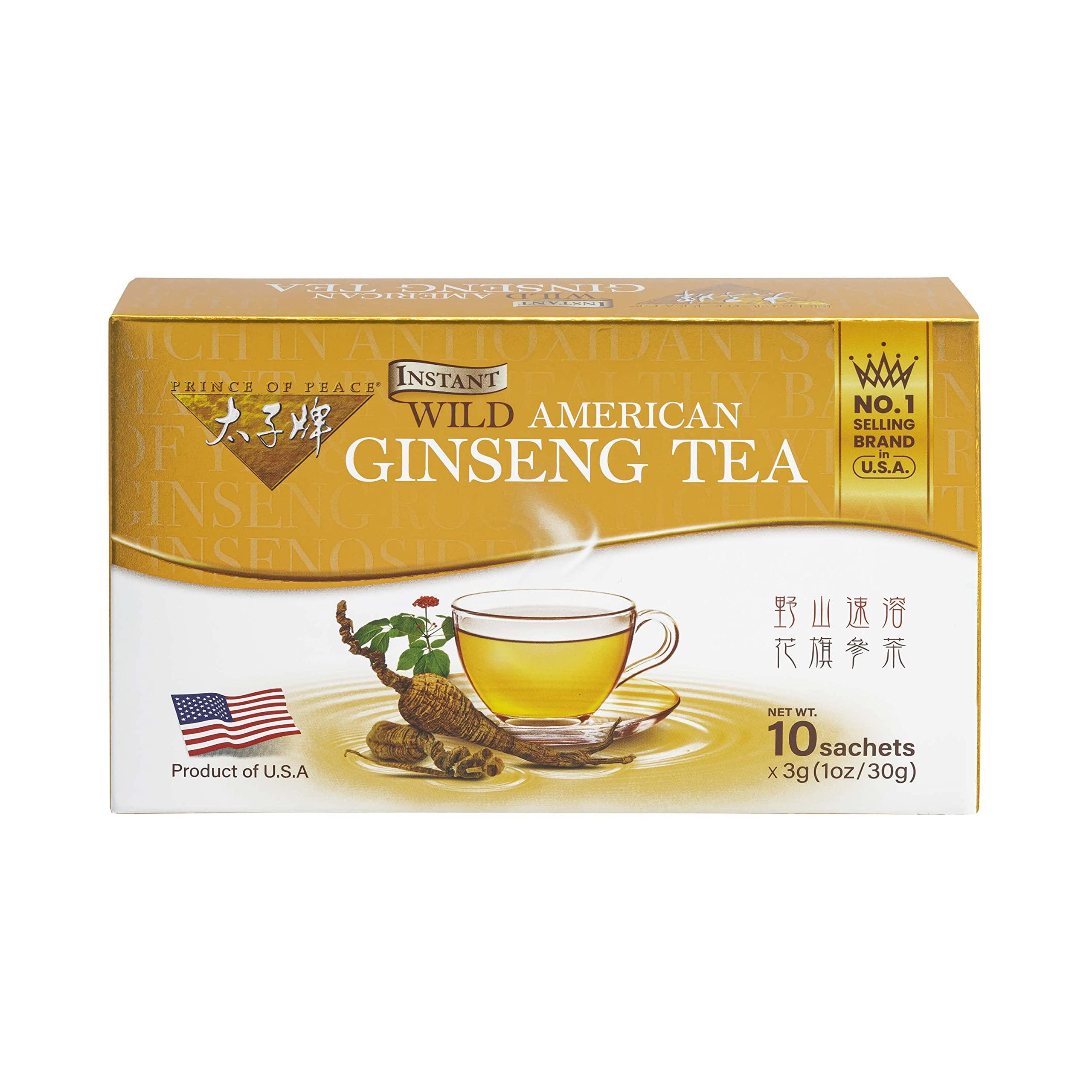 Prince Of Peace Prince of Peace Instant Wild American Ginseng Tea, 80 Sachets Healthy Drink, Caffeine-Free Energy-Boosting, Heavy Antioxidants, Plant Extract