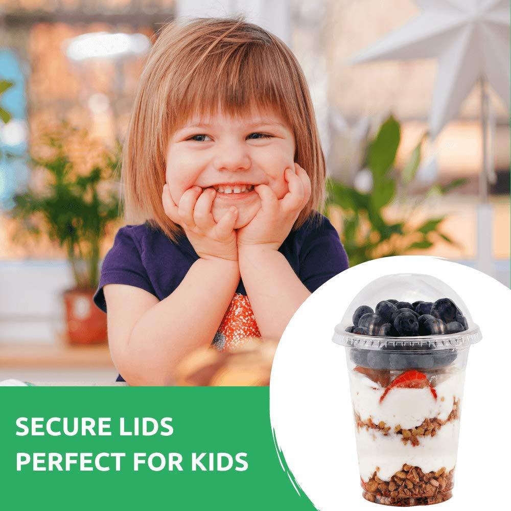 Aatriet Aatriet 12 oz Clear Plastic Parfait Cups with Insert 3.25oz & Dome Lids No Hole - (20 Sets) Yogurt Fruit Parfait Cups, for Dips and Veggies, Take Away Breakfast and Snacks. No Leaking