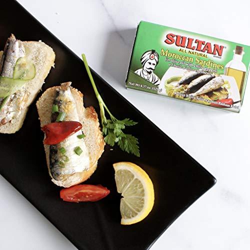 Sultan Moroccan Season Sardines in Olive Oil, 100 AllNatural, High