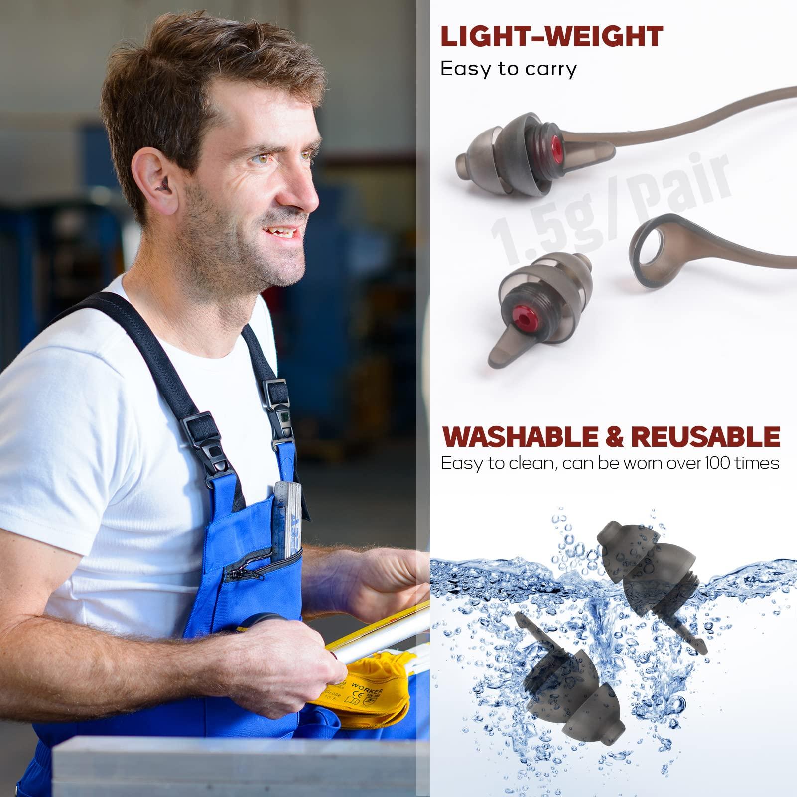 softvox Softvox Corded Ear Plugs for Work 2 Pairs, 100x Reusable Ultra-Comfy Earplugs with Detachable String, Hearing Protection for Shooting Range Construction Mowing Focus Safety, 25 dB Noise Reduction