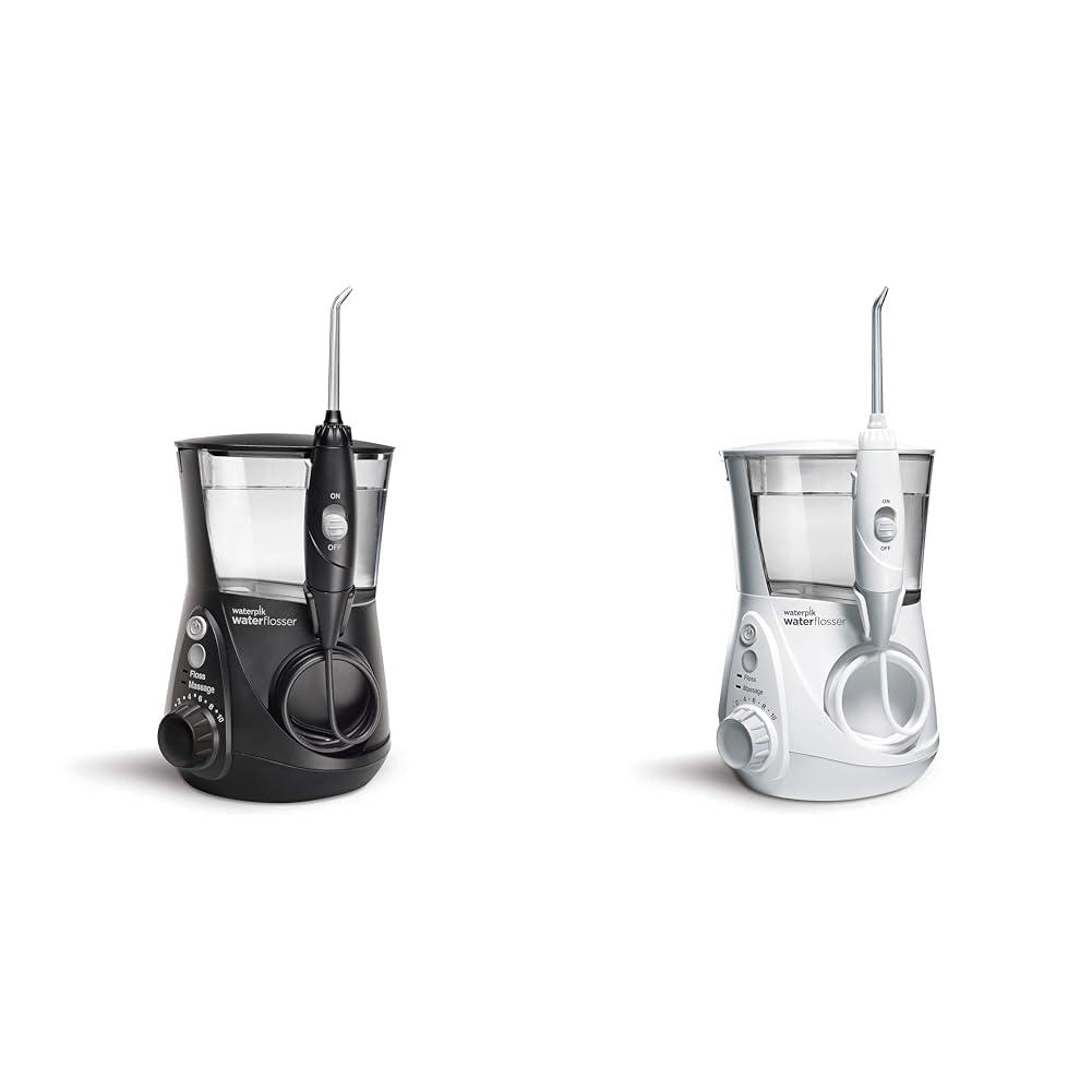 Waterpik Waterpik Aquarius Water Flossers WP-662 Black and WP-660 White with 10 Pressure Settings, 7 Tips, ADA Accepted