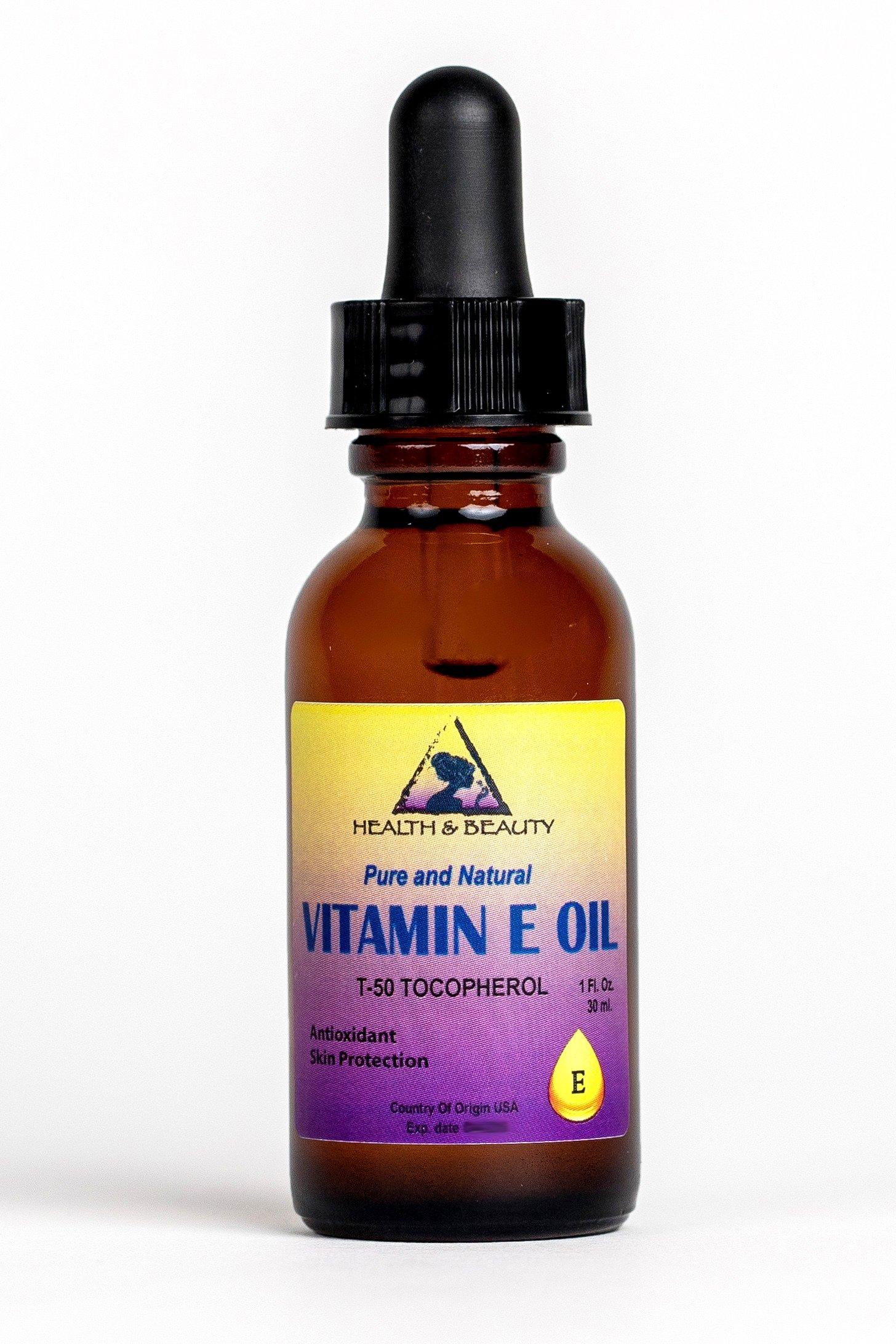 H&B Oils Center Co. Tocopherol T-50 Vitamin E Oil Anti Aging Natural Premium Pure 1 oz with Glass Dropper