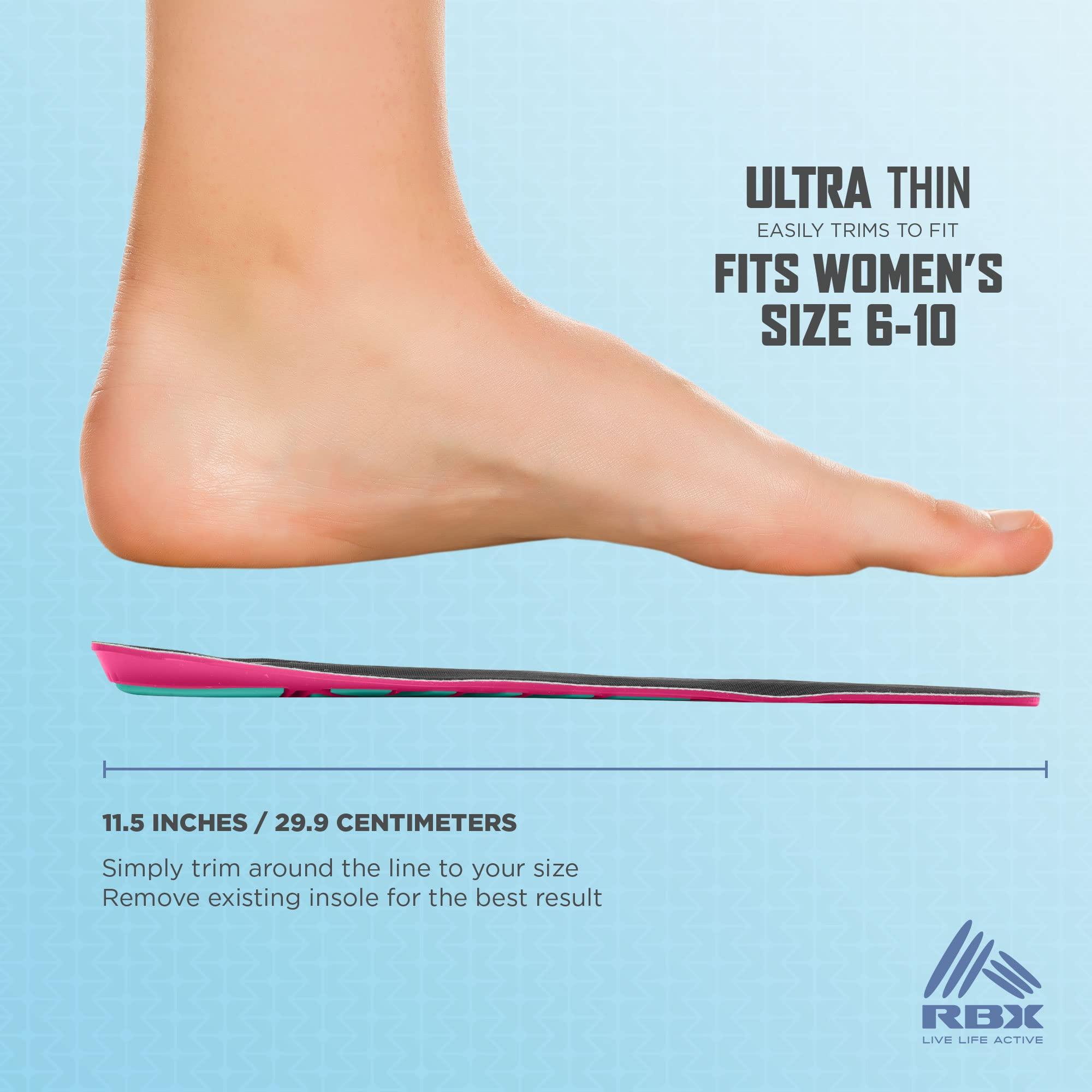 RBX RBX Massaging Sport Gel All Day Comfort Insoles, Full Length (Women, 6-10, Pink)