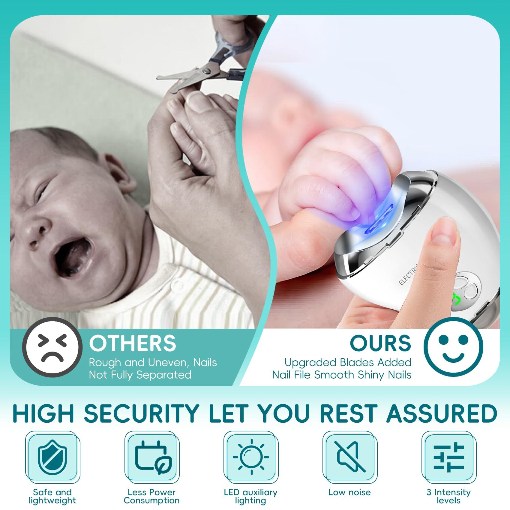 Loqumloi Automatic Electric Nail Clipper with LED Light & Nail File, 3 Speeds LCD Digital Display, Nail Clip Storage, USB Rechargeable Safety Fingernail Trimmer for Baby, Kids, Seniors, Caregivers (White)