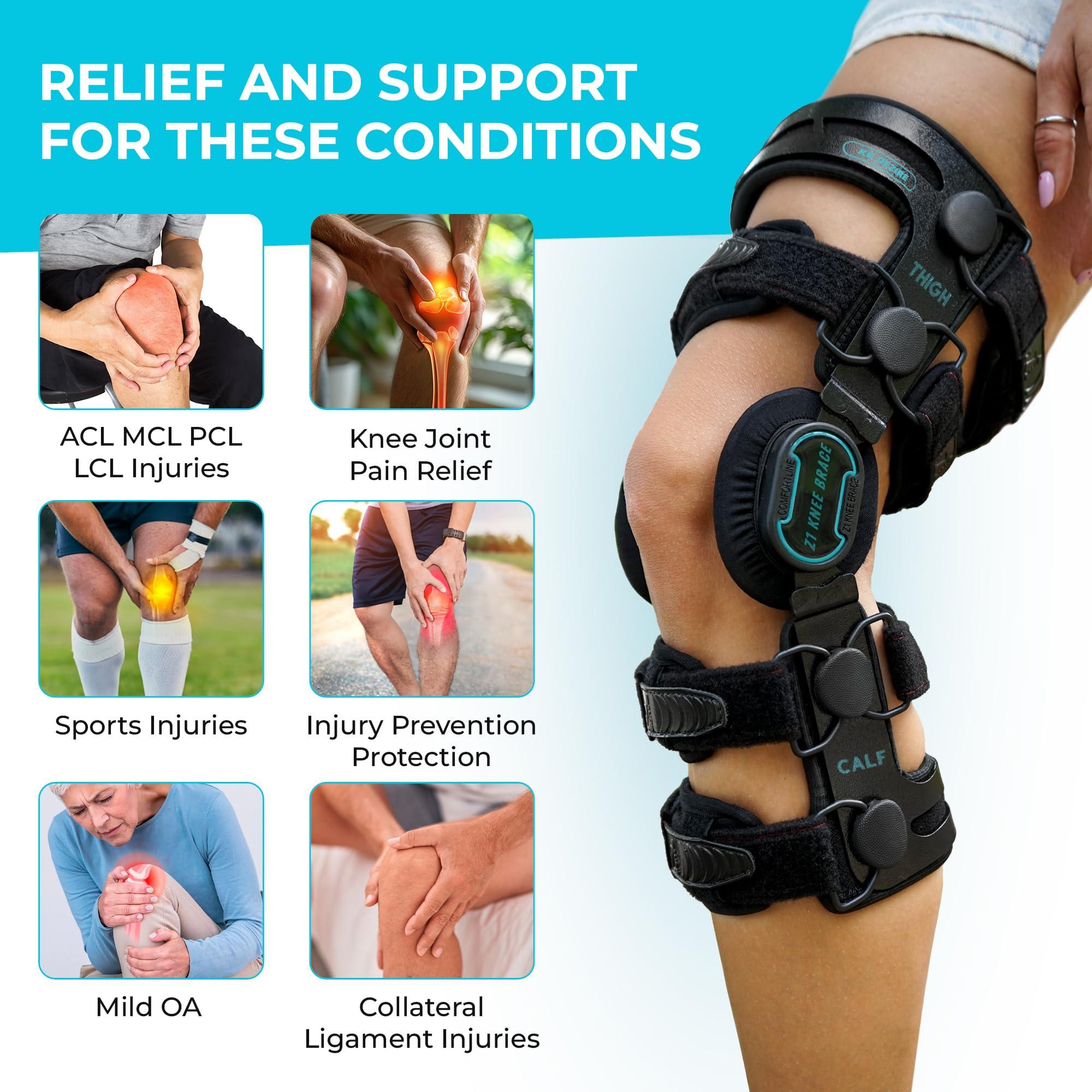 Z ONE Z1 K6 Hinged Unloader Knee Brace - Knee Support for MCL, ACL, PCL, Ligament & Sports Injuries, Mild Osteoarthritis, Meniscus Tear & Knee Joint Pain, Running Best Protection - Men & Women - Size (S1)