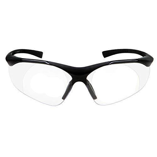 grinderPUNCH grinderPUNCH Full Lens Magnification Safety Glasses with Black Frame | Clear Lens | | Magnifying Reading Eyewear (+2.50 Diopter)