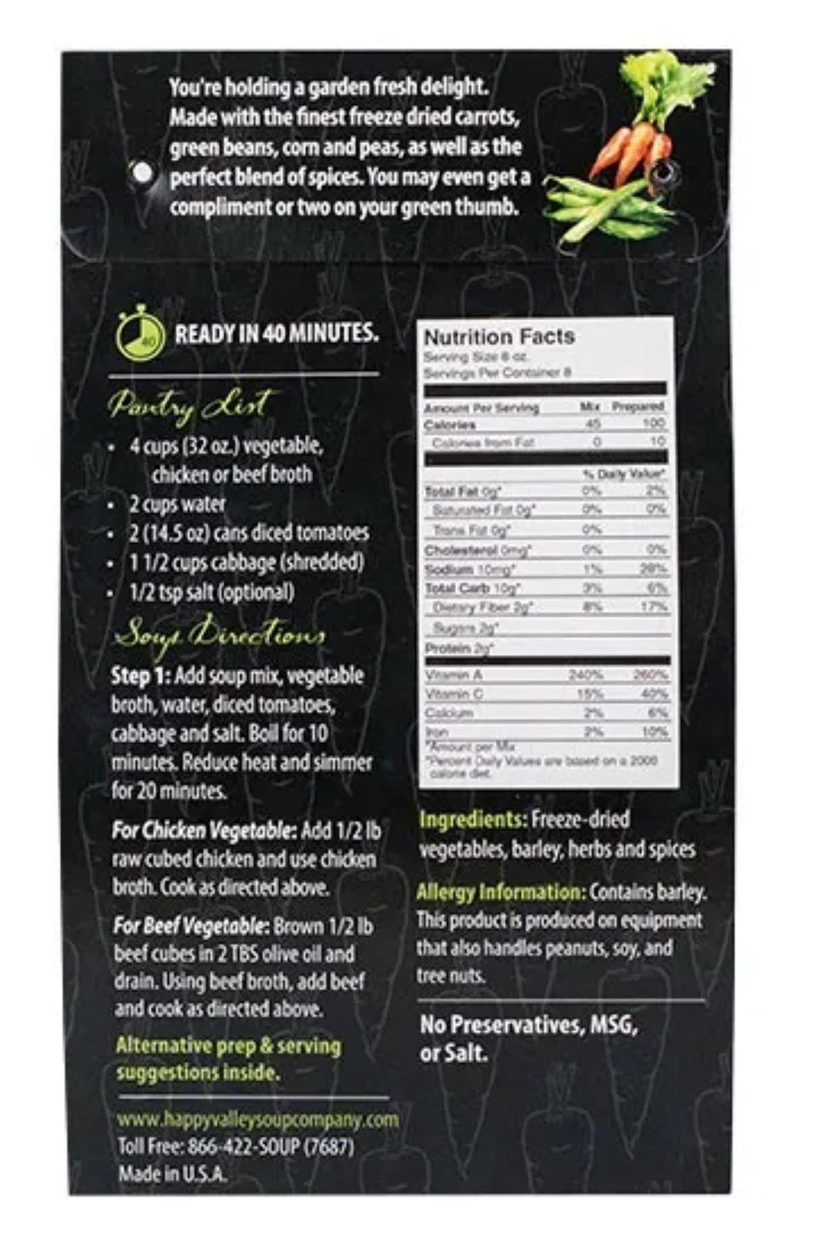 Happy Valley Soup Company Happy Valley Soup Company - Garden Vegetable - Dry Mix - Serves 8