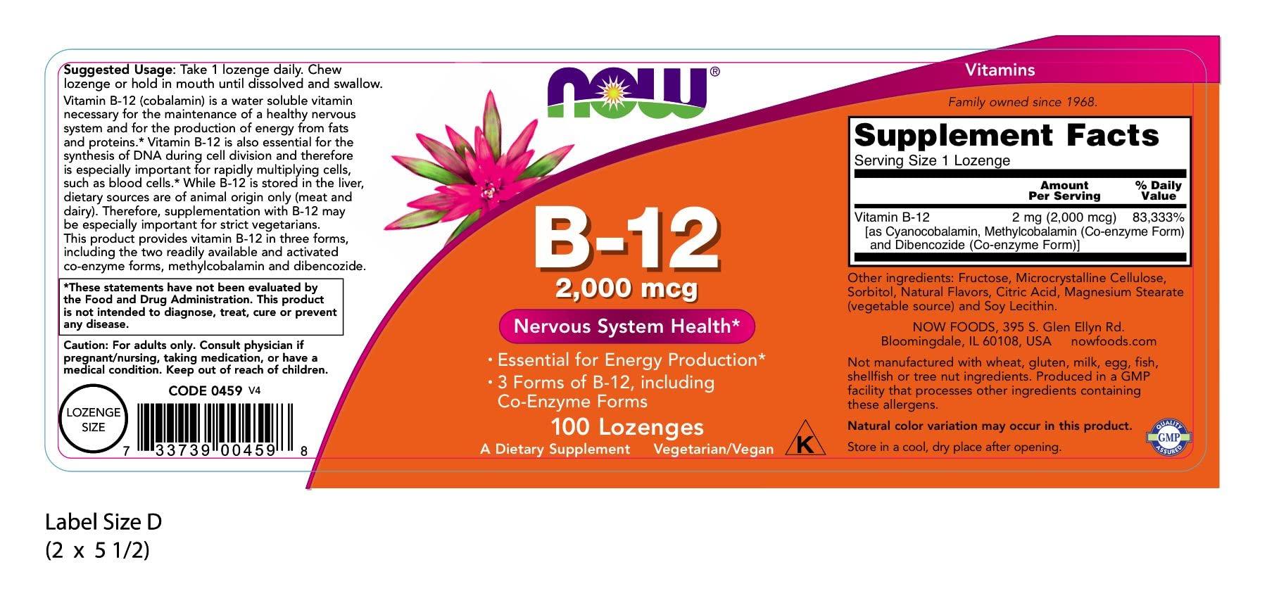 NOW B-12 2000 mcg 100 loz