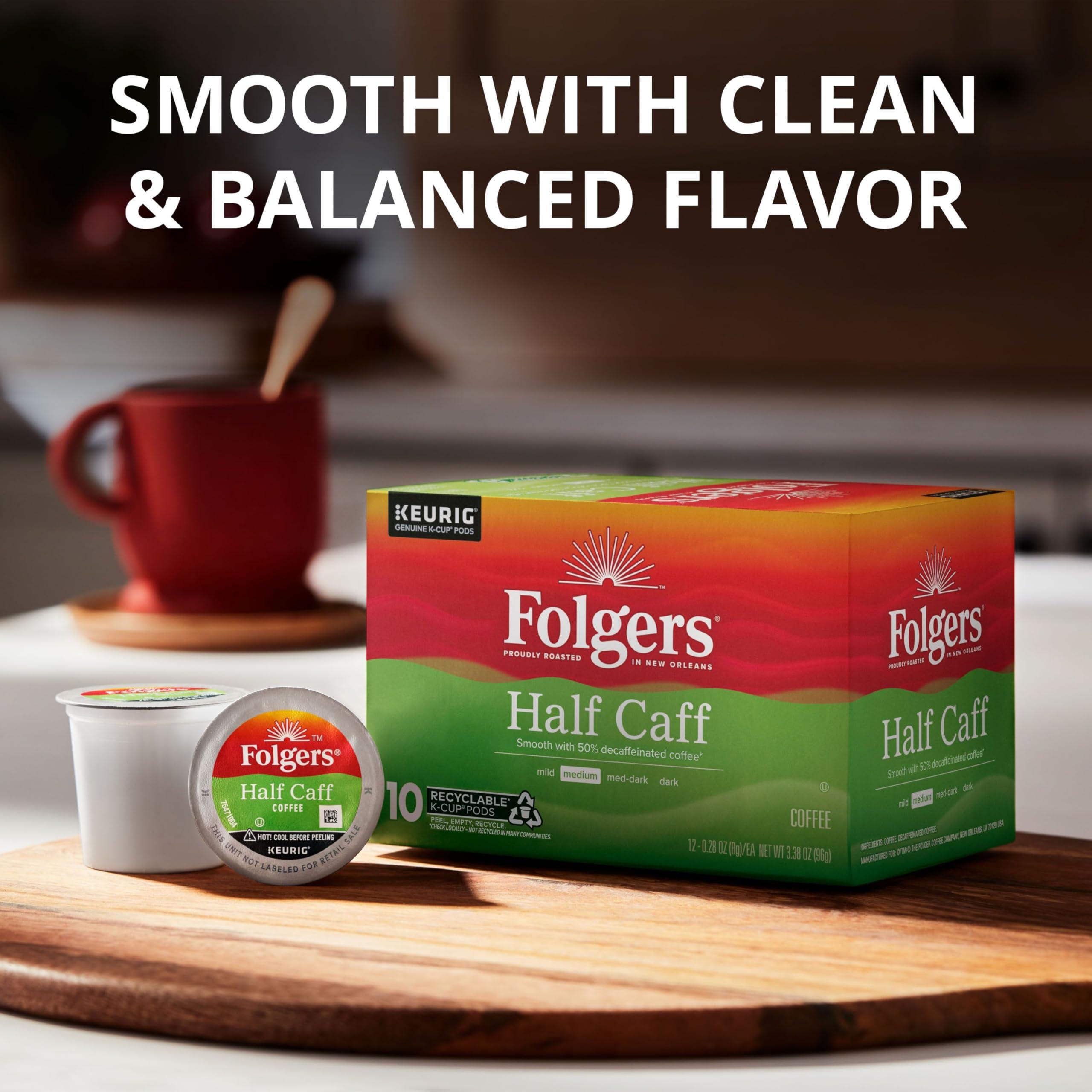 Folgers Folgers Half Caff Coffee, Medium Roast, Keurig K-Cup Pods, 10 Count (Pack of 6)
