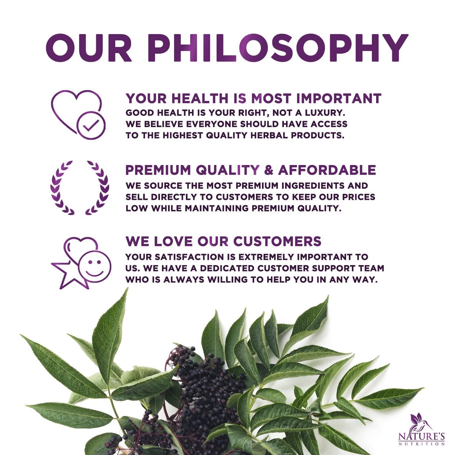 Nature's Nutrition Sambucus Elderberry Immune Gummies - Daily Immune Support for Kids & Adults - Super Concentrated 35:1 Extract, Equivalent to 4200mg of Elderberries, Black Elder Berry Vitamin Supplement - 60 Capsules