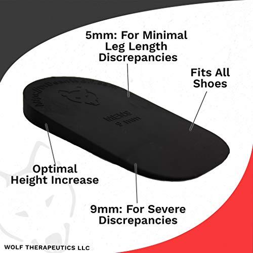 WOLF THERAPEUTICS Dr. Wolf Heel Lifts for Shoes: Men's 9mm Height Increase Insoles, Rubber Heel Inserts for Leg Length Discrepancy & Achilles Tendonitis Relief, Helps Relieve Hip, Knee, & Back Pain (2 Pack)