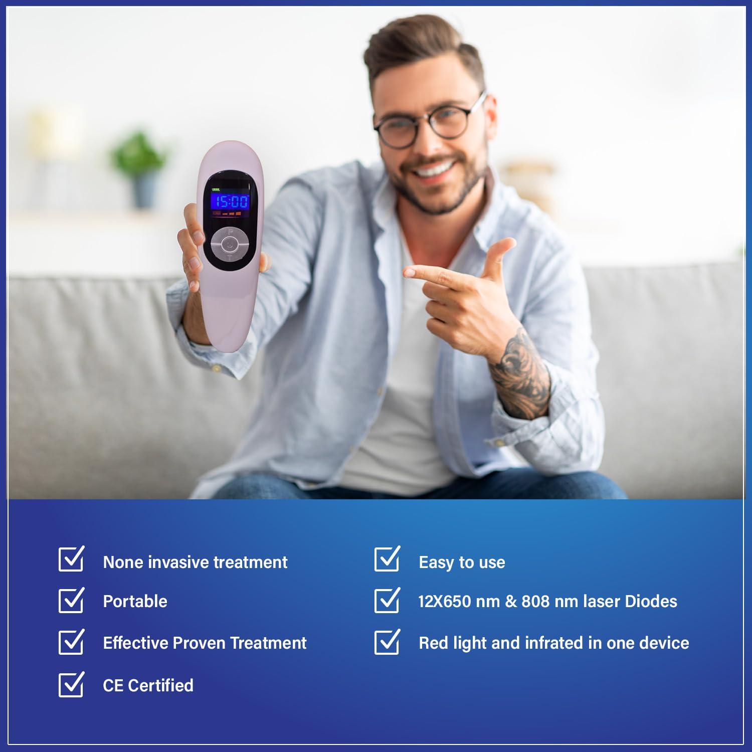 FUNRE Pain Relief Cold Laser Therapy Device Unit LLLT Red Light Portable Handheld Unit 650nm+808nm