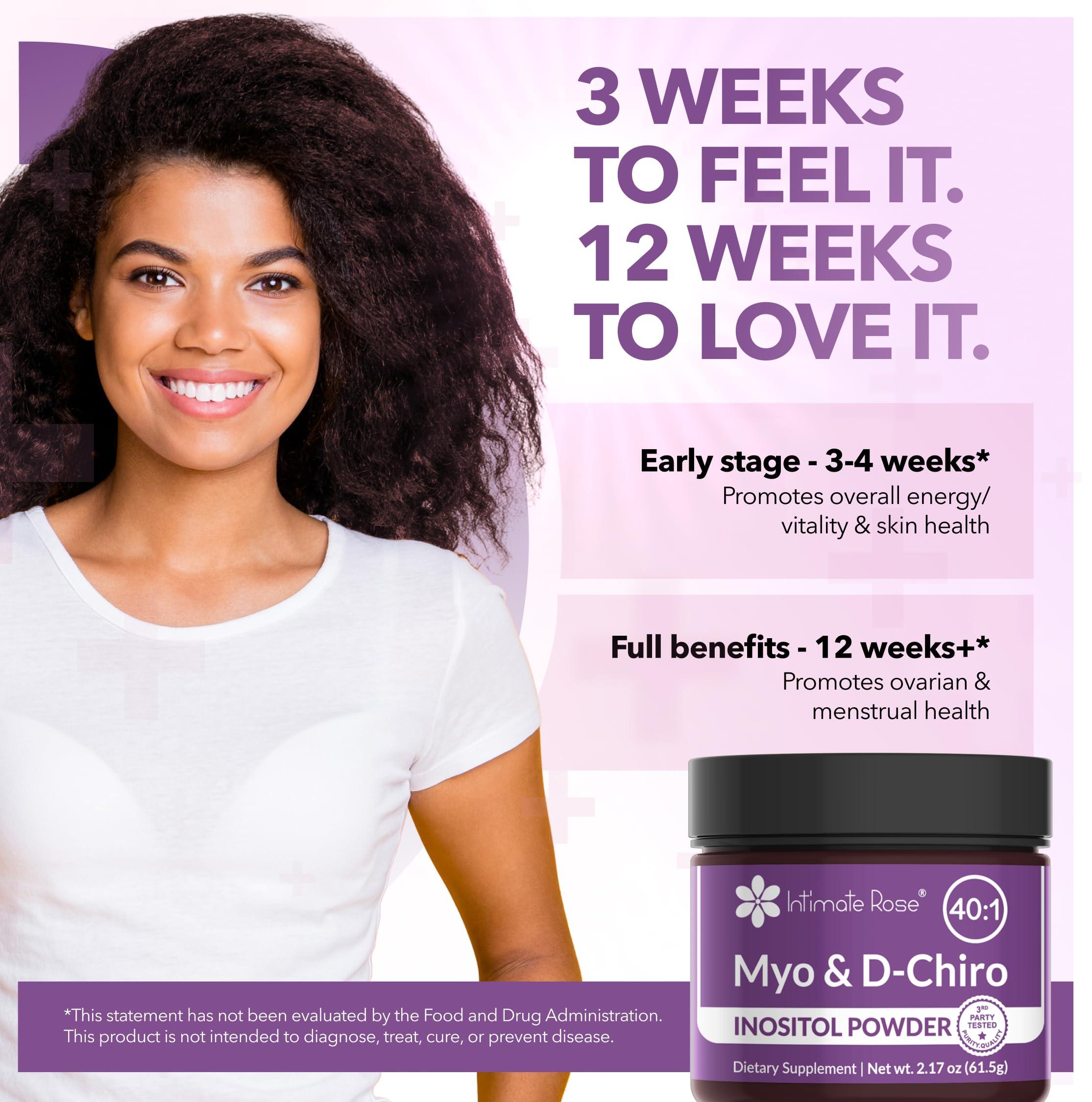 Intimate Rose Intimate Rose Inositol Supplement for Women Powder - Myo-inositol & D-Chiro Inositol - Hormonal Balance & Healthy Ovarian Function Support for Women - Ideal 40:1 Ratio - Made in USA