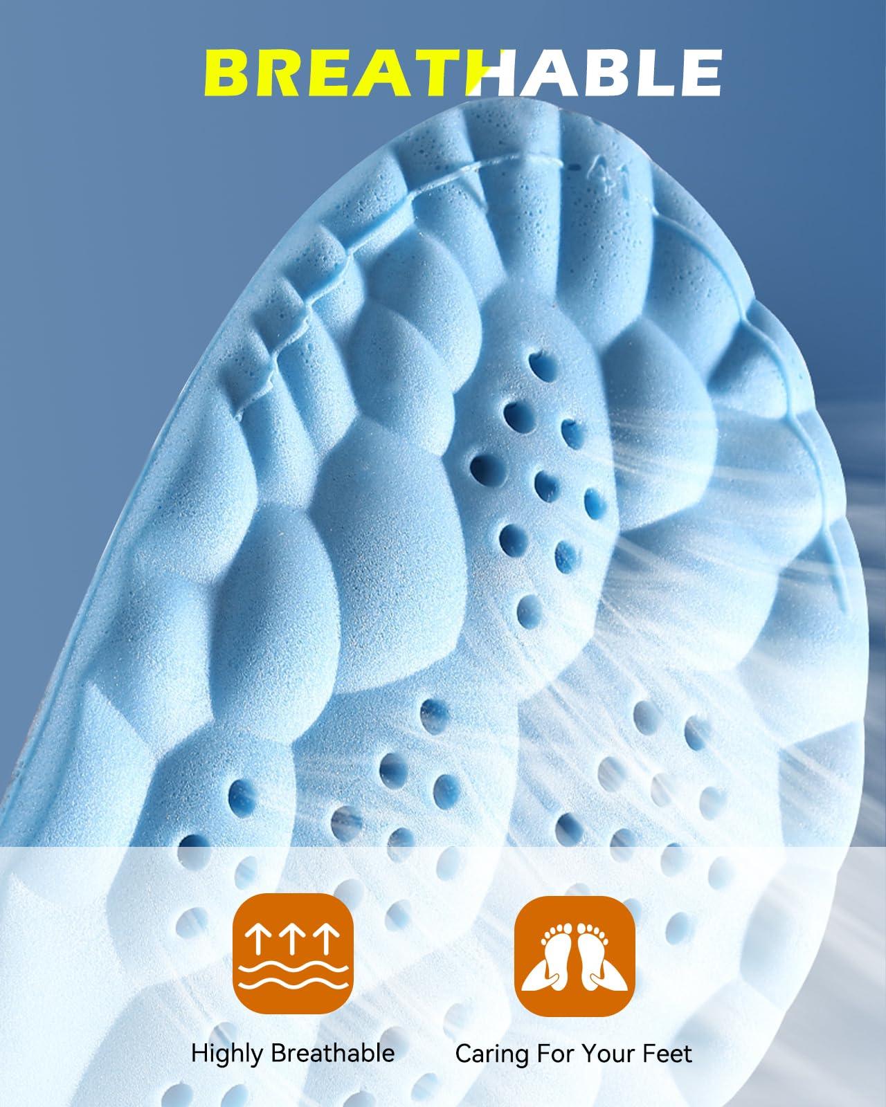 MINIQ Plantar Fasciitis Feet Insoles,Cloud Insole for Men & Women, Support Orthotics, Energizing Comfort Shoe Insert, Breathable & Sweat-Absorbent, Arch Support Insole(M [US M: 8-8.5/W: 9-10])