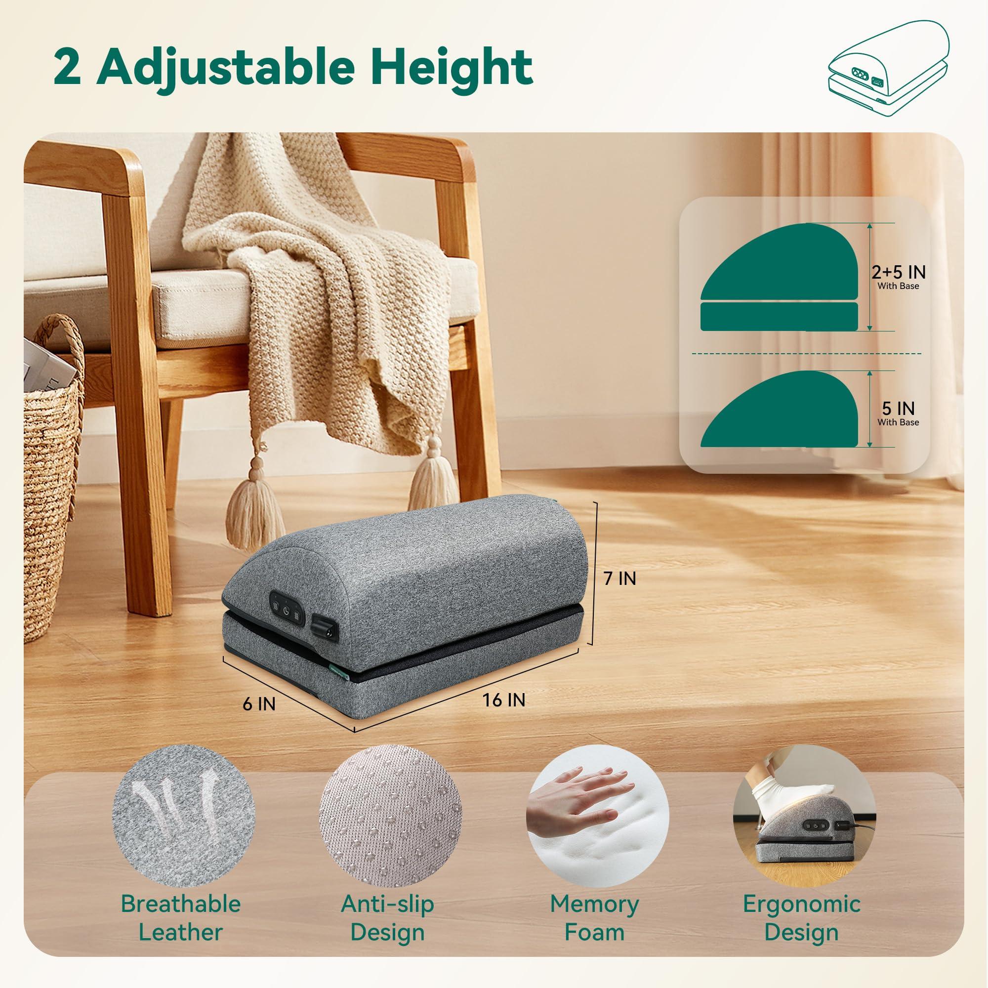 Snailax Snailax Vibration Back Massager with Heat and Ergonomic Footrest, Seat Cushion with 8 Vibrating Motors & 5 Modes, Adjustable Foot Stool with 2 Heat Levels & 3 Vibration Modes for Home, Office, Chair