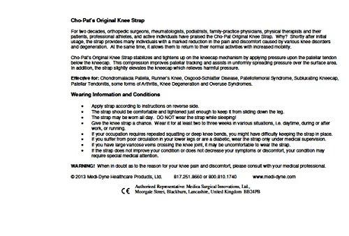 Cho-Pat Cho-Pat Original Knee Strap, Patella Support for Runner’s Knee, Jumper’s Knee, Osgood Schlatter’s, and Chondromalacia, Black, X-Large