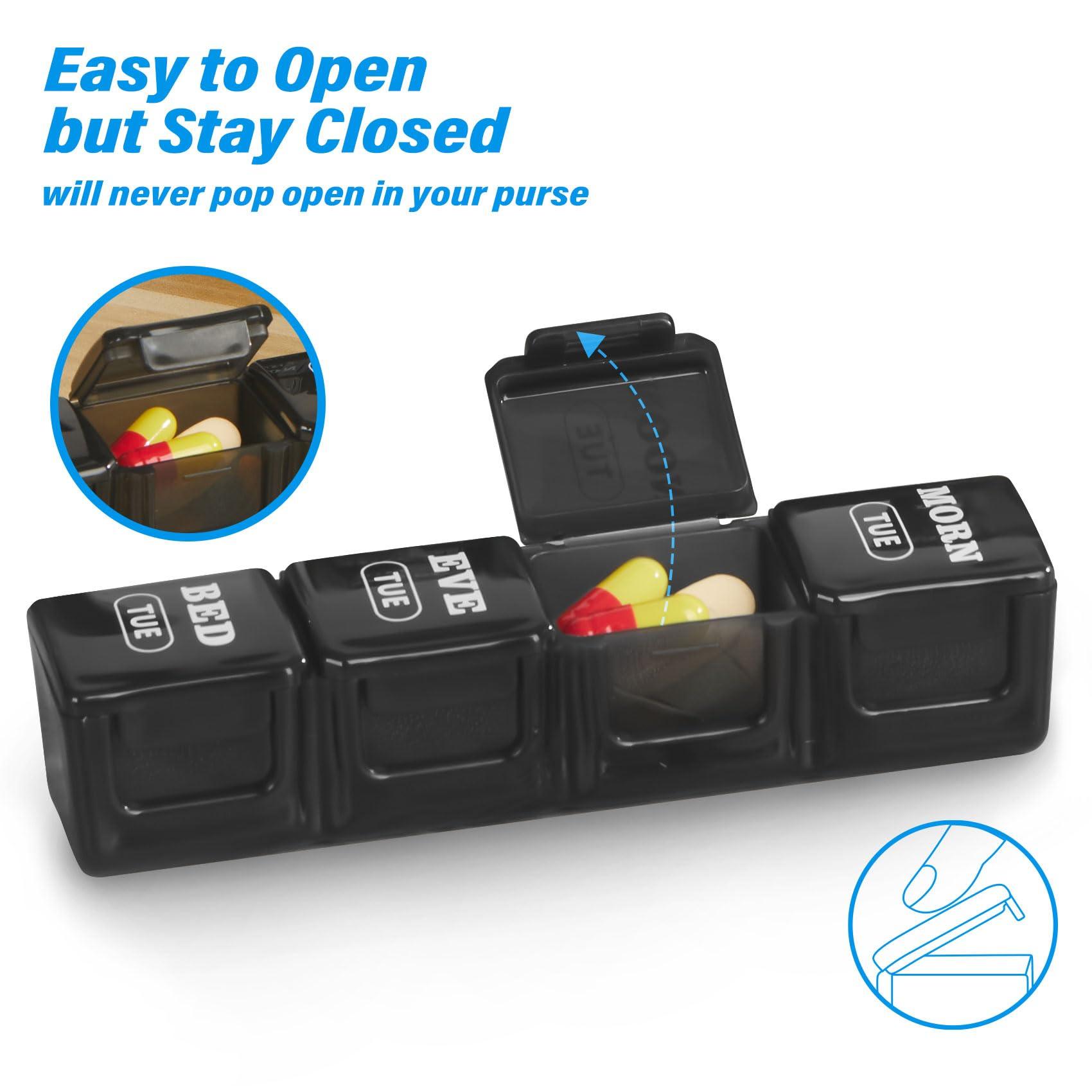 mossime XL Large Weekly Pill Organizer 4 Times a Day, 7-Day Pill Boxes and Organizer AM PM, Big Compartments Pill Case, Monthly Medication Organizer 28 Days Dispenser for Fish OilsB-B