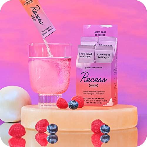 Drink Recess Inc. Recess Mood Powder, Calming Magnesium L-Threonate Blend with Passion Flower, L-Theanine, Electrolytes, Magnesium Calm Support Supplement