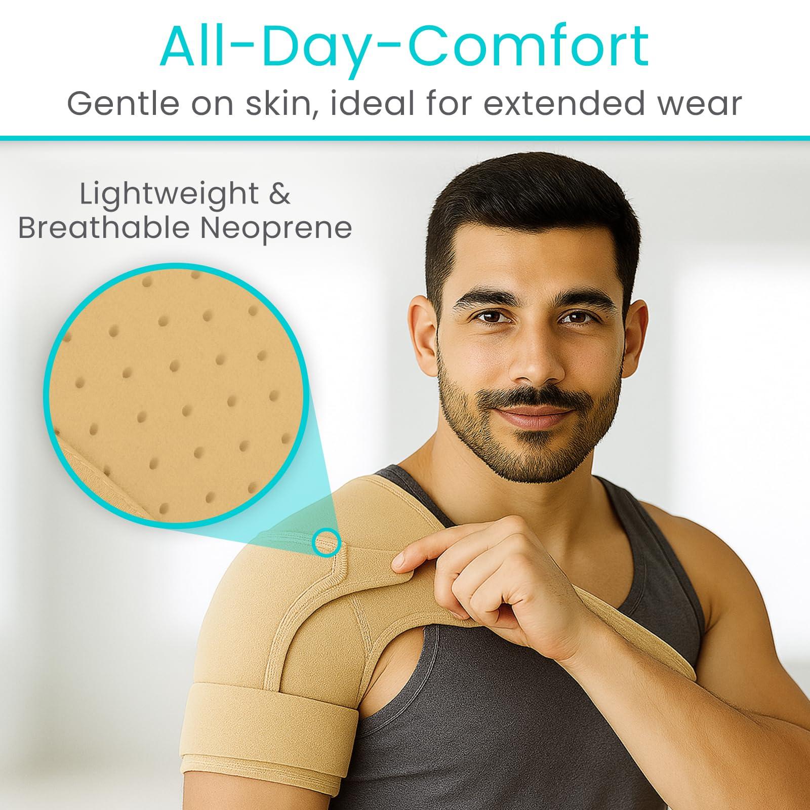 Vive Vive Shoulder Brace for Women - Injury Recovery Compression Support Sleeve - for Rotator Cuff Injuries, Arthritis, Sprain, Dislocation, PT - Targeted Inflammation Pain Relief (Beige, Medium)