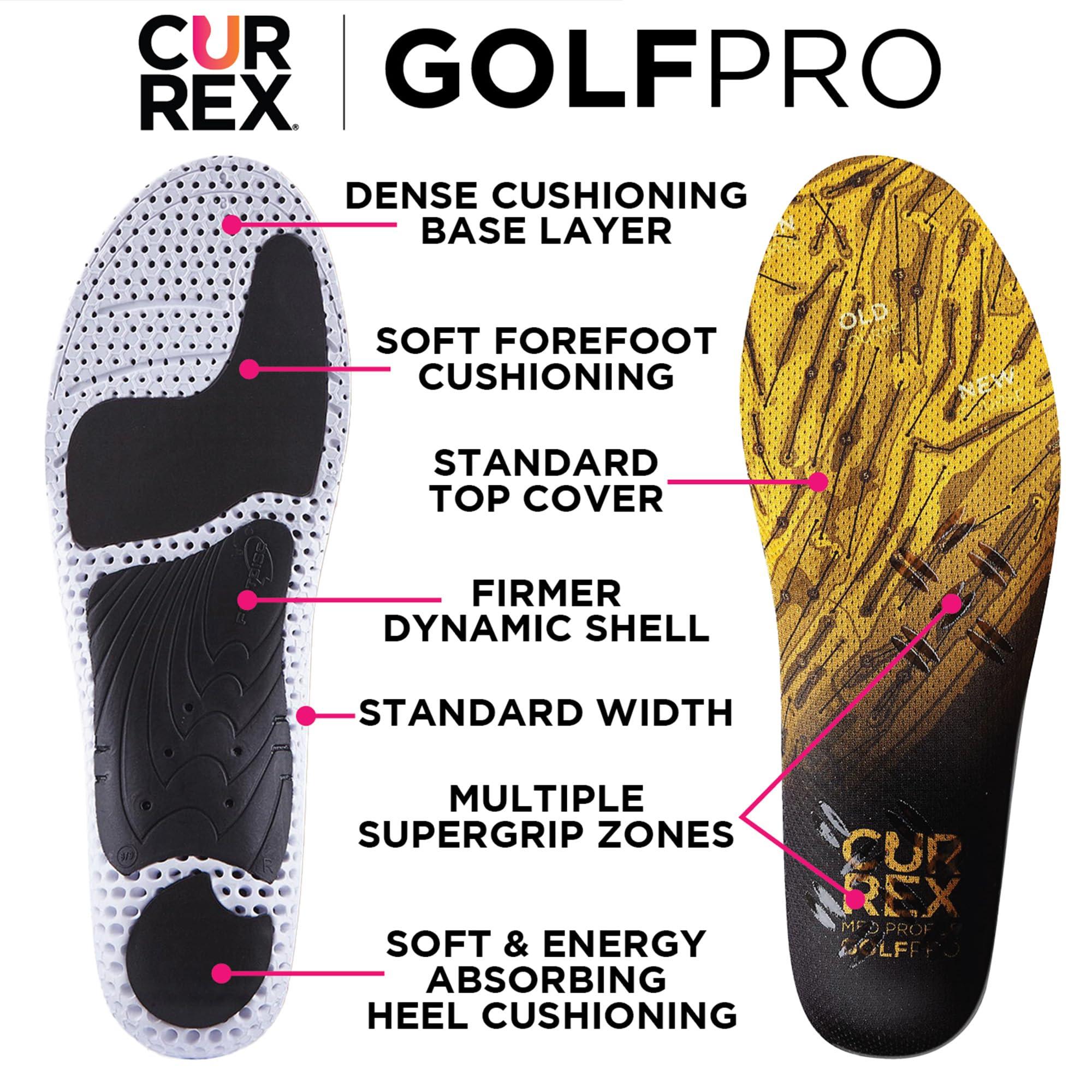 currex CURREX GolfPro Insoles for Golf Shoes Arch Support Inserts to Improve Balance, Stability, Comfort & Performance, Help with Foot & Heel Pain Relief for Men & Women High Arch, XL