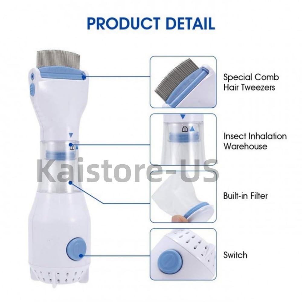 PINNKL Electric Head Lice Vacuum Comb, Electric Comb Lice Removal, Head Lice Treatment, Electric Head Lice Comb, Hair Cleaner (US,2PCS)