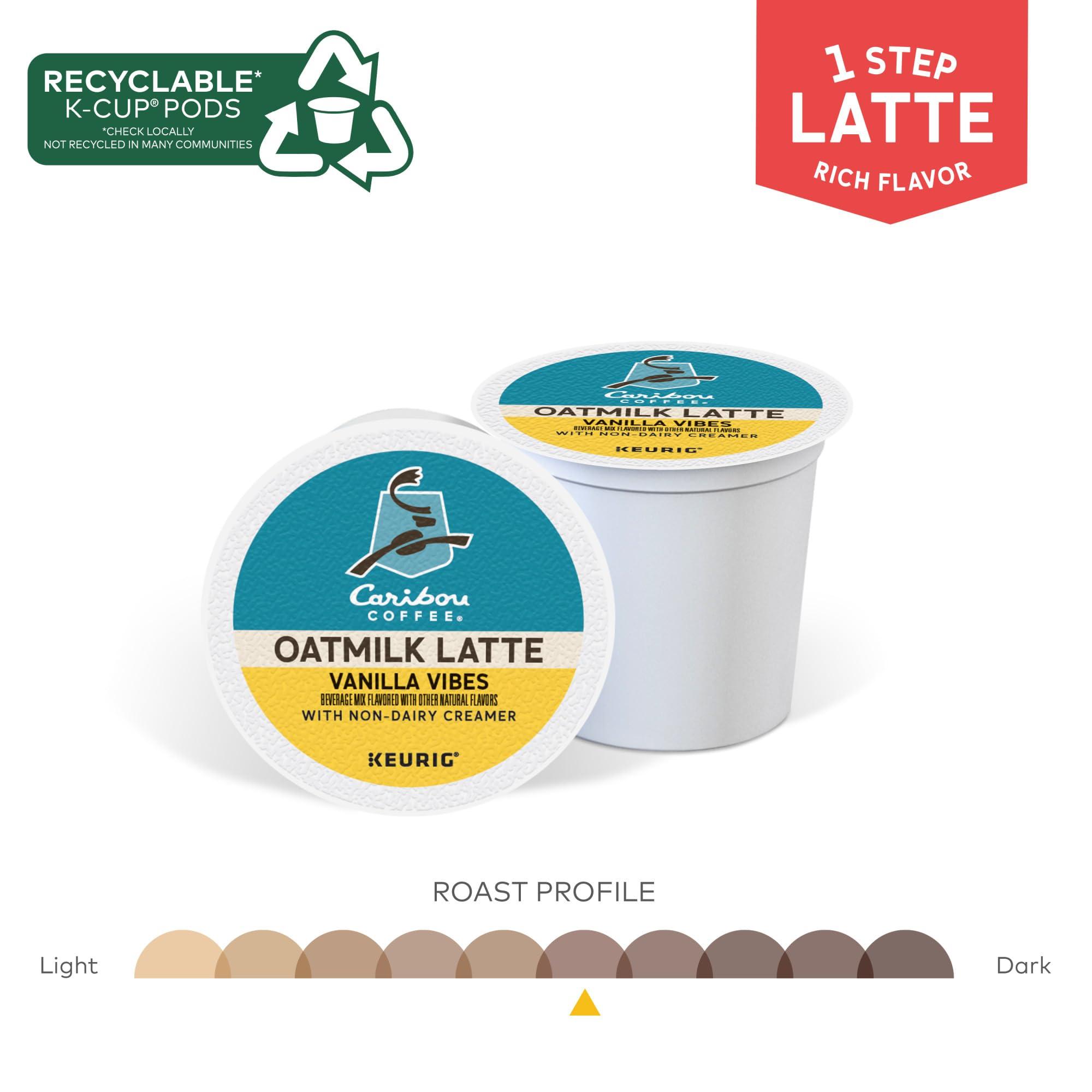 Caribou Coffee Caribou Coffee Vanilla Vibes Oatmilk Latte, One Step Latte Single Serve Keurig K-Cup Pods, 60 Count (6 Packs of 10)