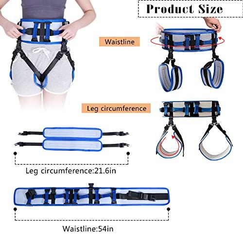 Lmaray Transfer Belt with Leg Loops and 10 Padded Handles, Medical Gait Belt Walking Assistive Device with Quick Release Metal Buckle for Elderly, Seniors and Physical Therapy - 54 Inch