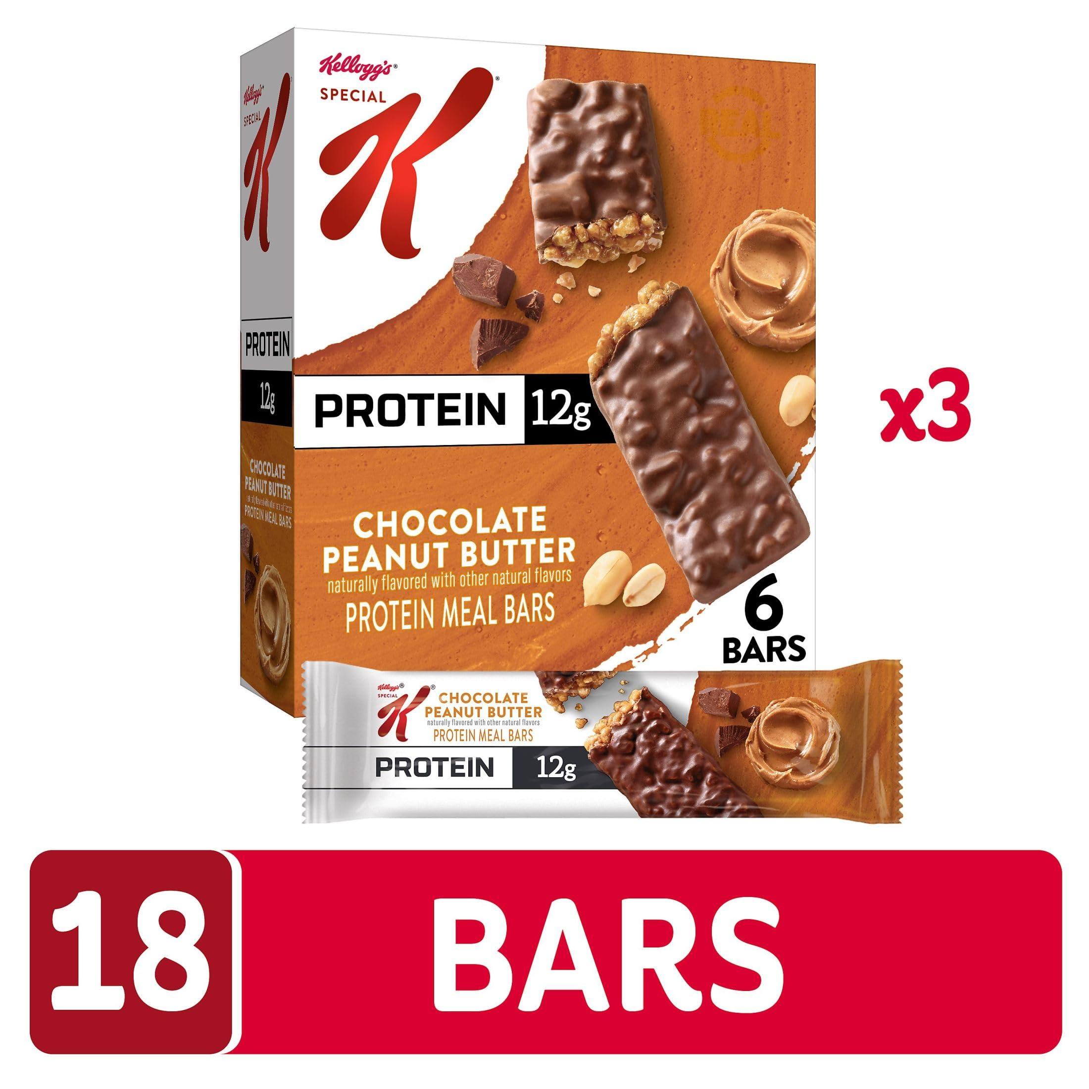 Special K Special K Bar Protein Meal Bars, 12g Protein, Meal Replacement, Chocolate Peanut Butter (3 Boxes)