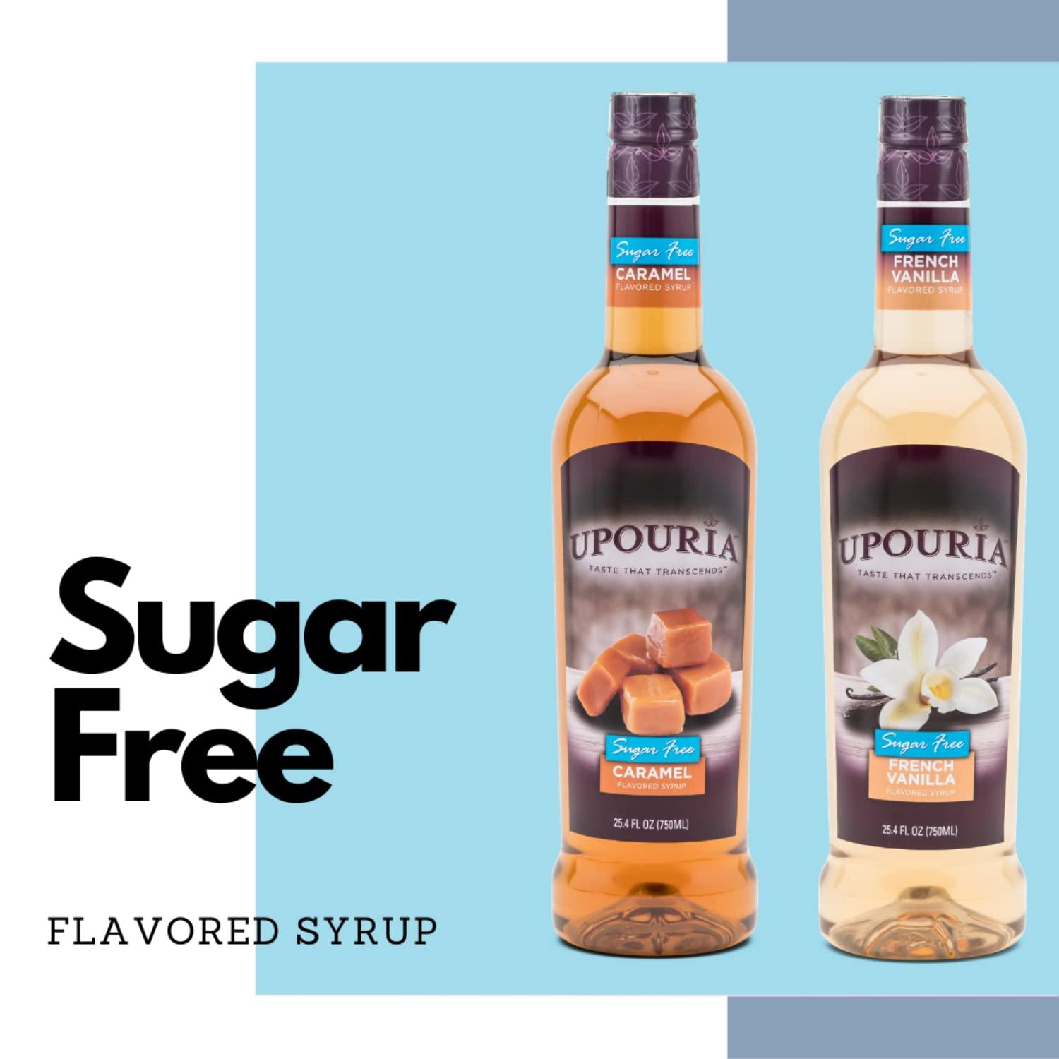 Sunny Sky Upouria Coffee Syrup Sugar Free Variety Pack: French Vanilla, Caramel and Hazelnut, 100% Vegan, Gluten Free, Kosher, Keto, 750 mL Bottle (Pack of 3) - Pump Sold Separately