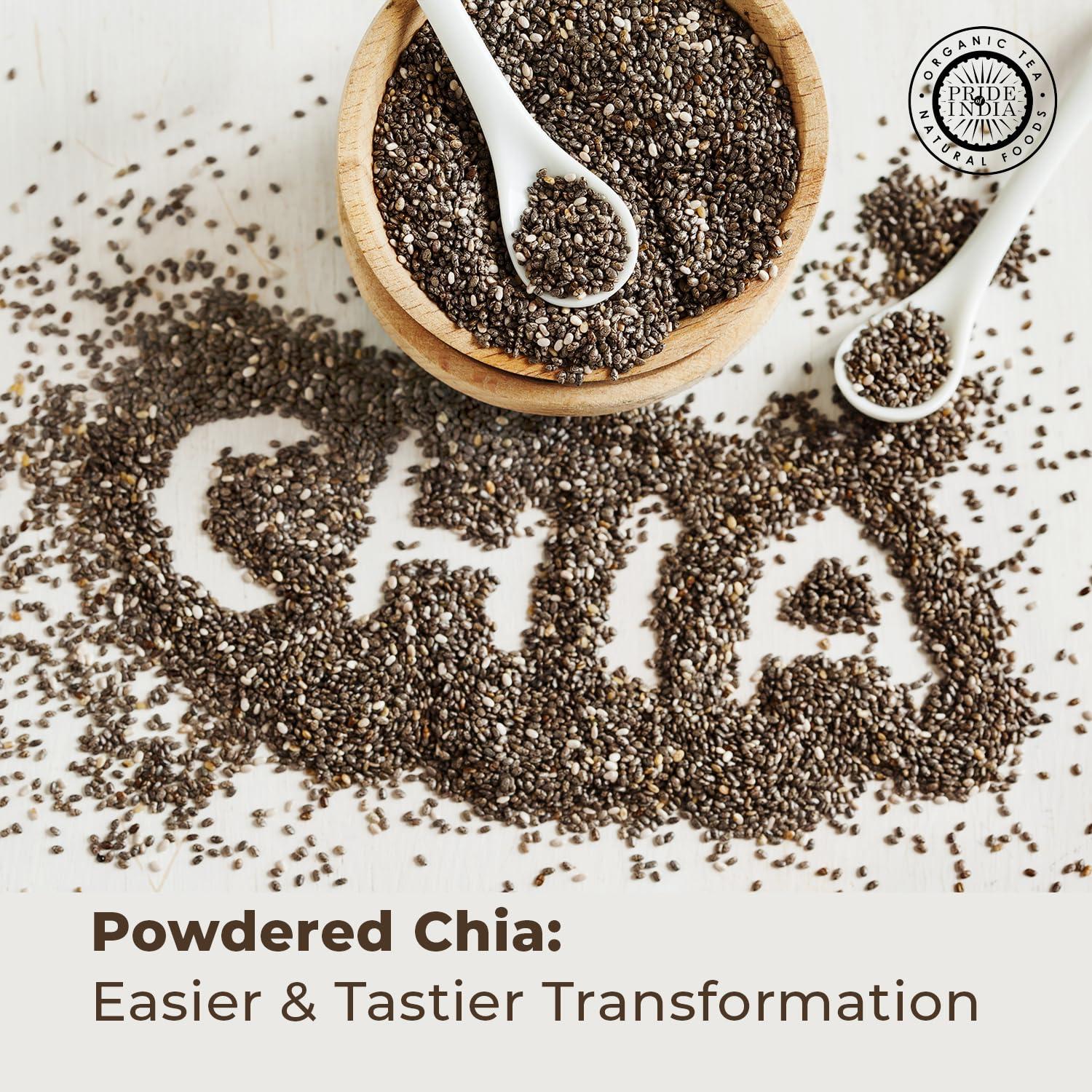 Pride Of India Pride Of India- Premium Black Chia Seeds Powder 1 lbs (454 gm) Mild Nutty Earthy Taste Freshly Milled in Small Batches | Used for Baking Coating Thickening | Vegan, Gluten-Free