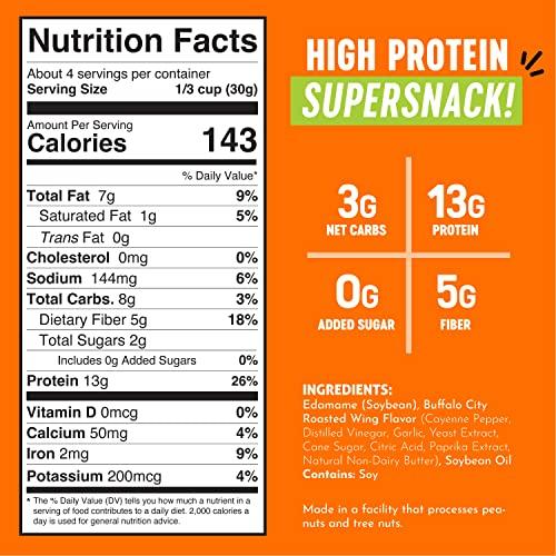 The Only Bean The Only Bean - Crunchy Roasted Edamame Beans (Buffalo), Keto Snacks, Healthy Snacks For Adults and Kids, Low Carb High Protein Snacks, Low Calorie Gluten-Free Snack, Vegan Keto Food - 4 oz (3 Pack)