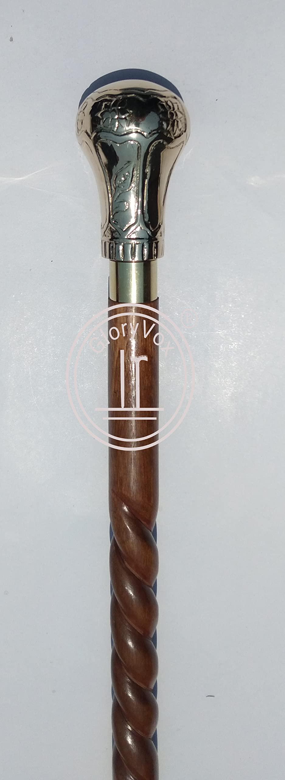 GloryVox GloryVox Royal Canes Replica of Bat Masterson Brass Knob Handle Walking Cane, Golden