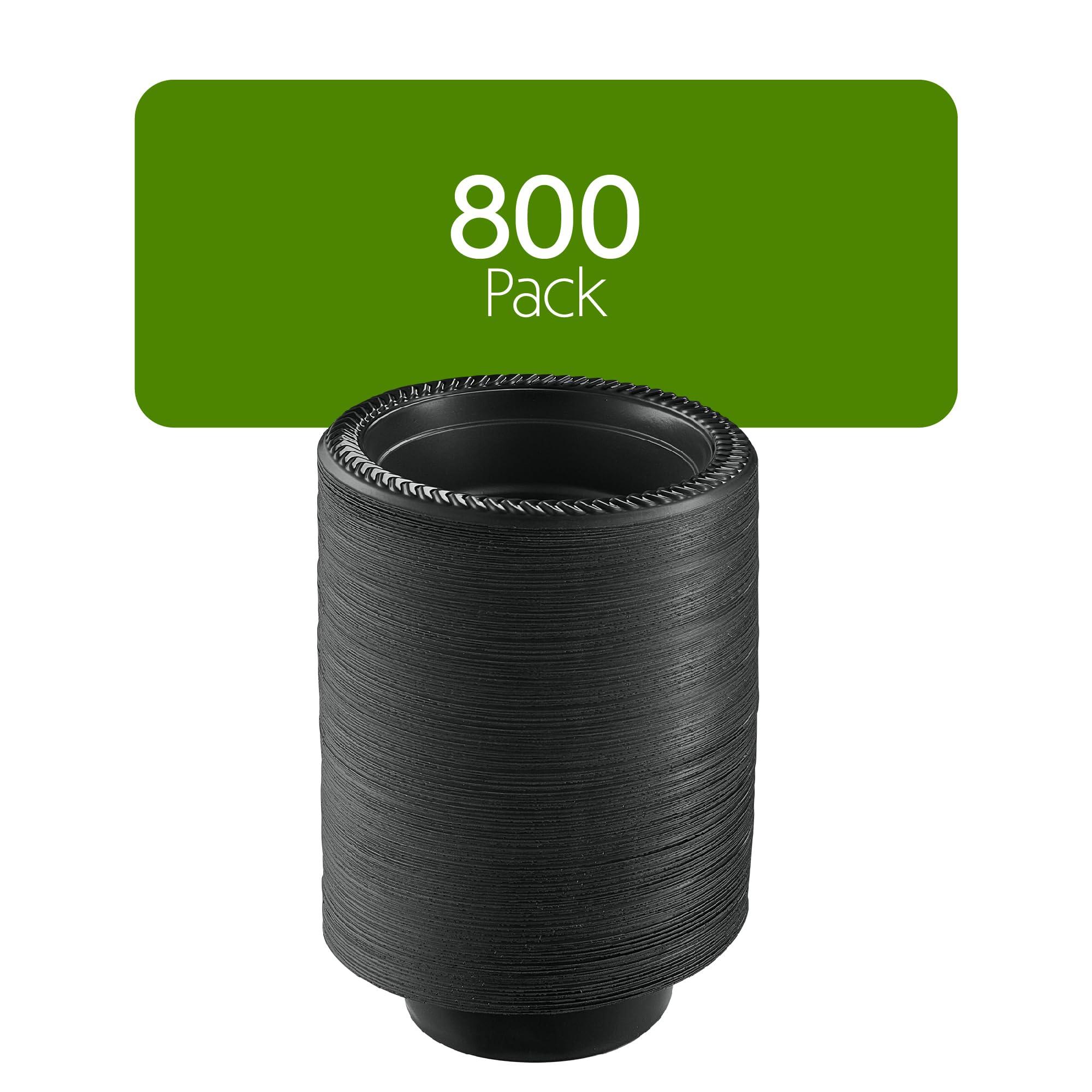 PLASTICPRO PLASTICPRO 800 PCS Black Plastic Bowls Light Weight 5 oz Small Plastic Soup Bowls Black Salad Dessert Plates Disposable for Party and Wedding