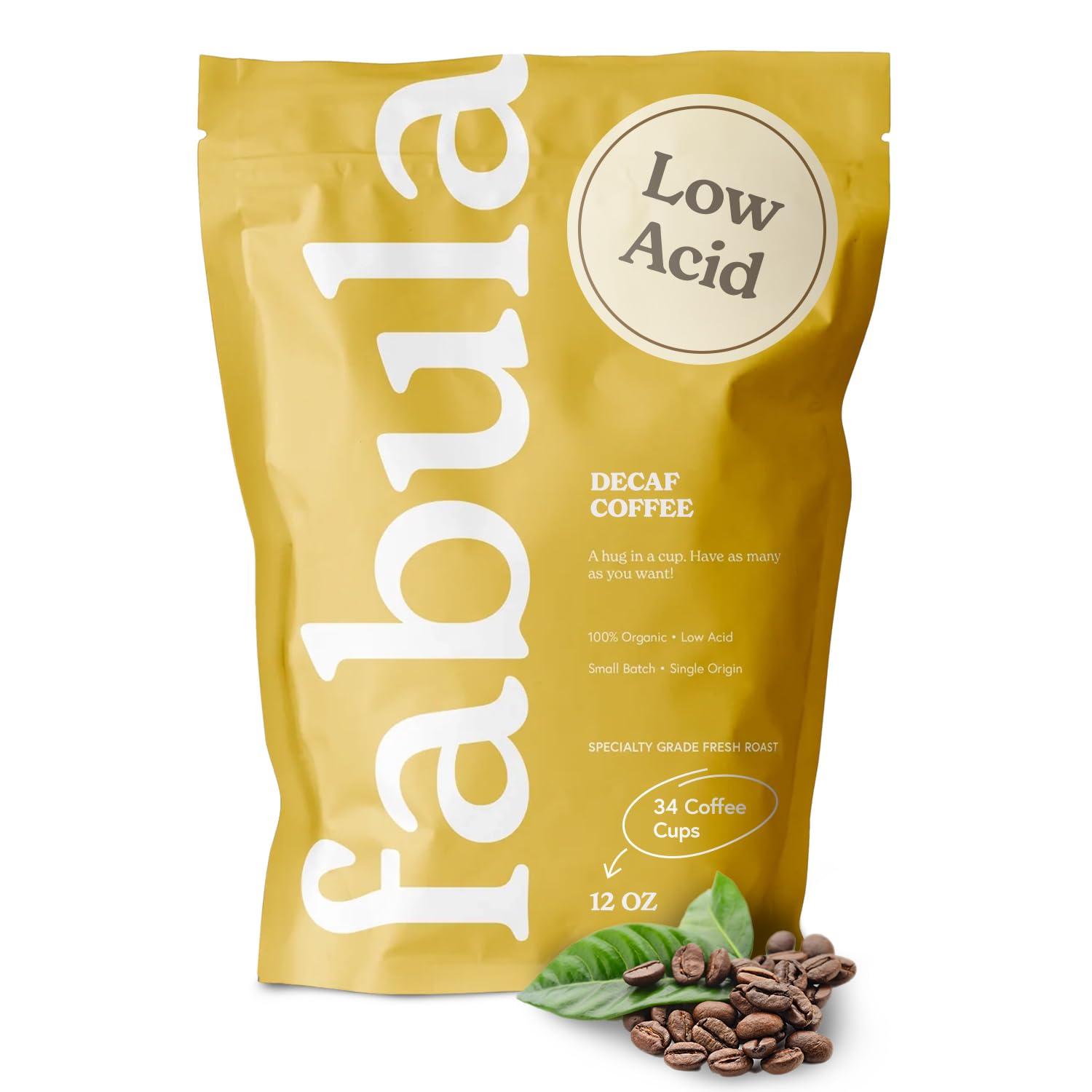 Fabula Fabula Coffee Decaf Medium Roast Whole Beans - Organic - Low Acid - Single Origin - Non-GMO - Mold Free - 12 Ounces