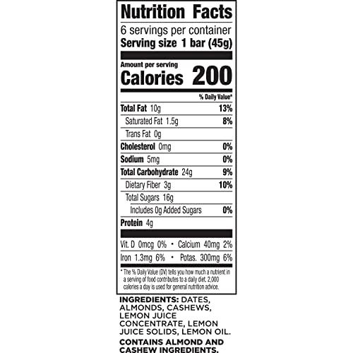 LÄRABAR Larabar Lemon Bar, Gluten Free Vegan Fruit & Nut Bars, 1.6 oz Bars, 6 ct (Pack of 8)