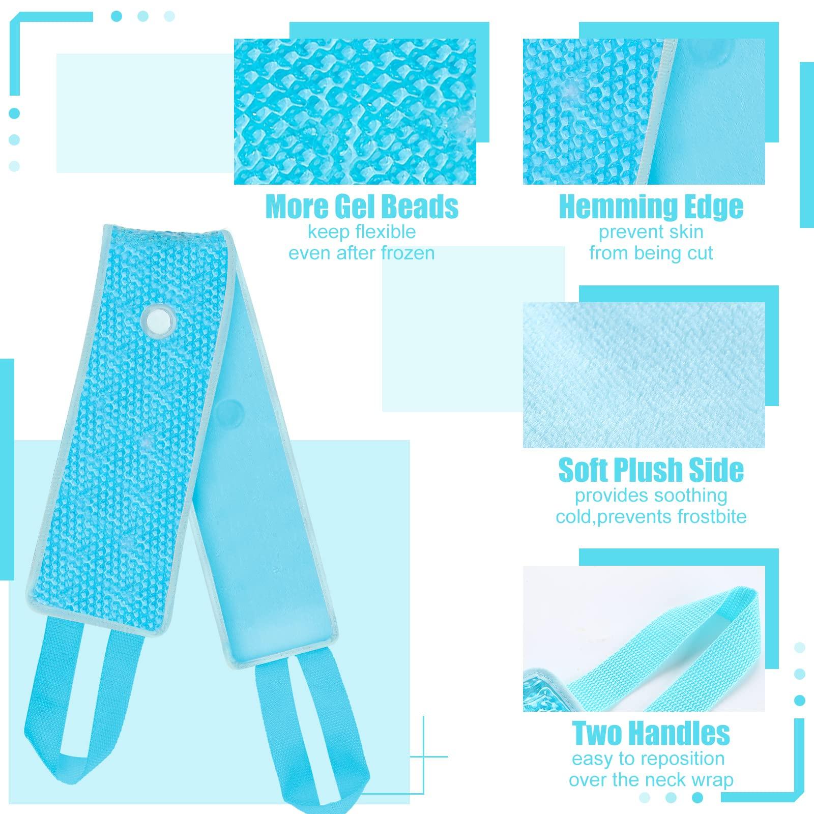 Hoolerry 2 Pack Cooling Neck Wraps Ice Packs Cold Compress and Hot Compress for Injuries Reusable Gel Neck Ice Pack Wrap Ice Pack for Neck Cold Packs for Sports Neck Effectively Relieve(Blue)