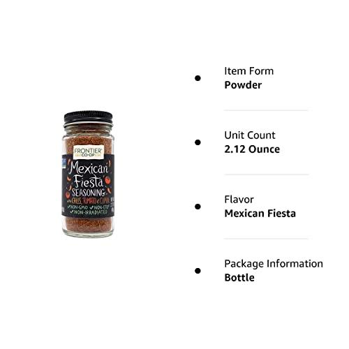 Frontier Frontier Co-op Mexican Fiesta Seasoning, 2.12-Ounce Jar, Chilis, Tomato & Cumin, Hint Of Lemon & Cilantro, Kosher, Non ETO
