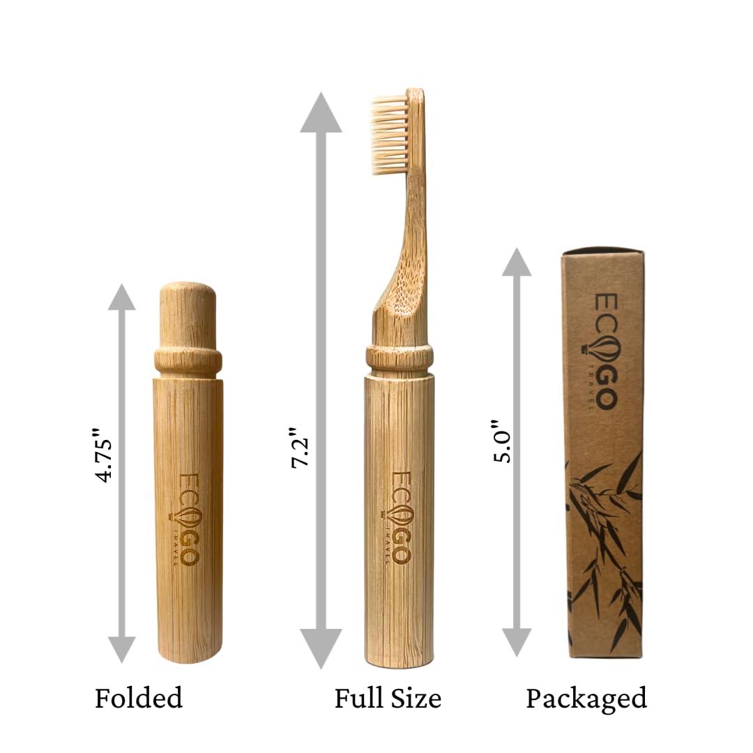 EcoGoTravel EcoGoTravel Foldable Bamboo Toothbrush with BPA-Free Soft Bristles | Eco-Friendly, Travel-Sized, Reusable Compact Case, Biodegradable Recycled Packaging