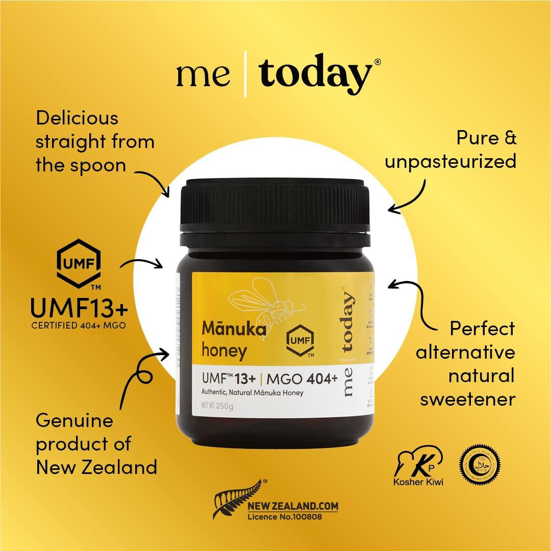 me today Me Today Manuka Honey, UMF 13+/MGO 404+ from New Zealand Authentic, Raw & Unpasteurized Honey | Raw Manuka Honey for Daily Wellness Support | Delicious Honey Crafted by Bees in 8.8oz
